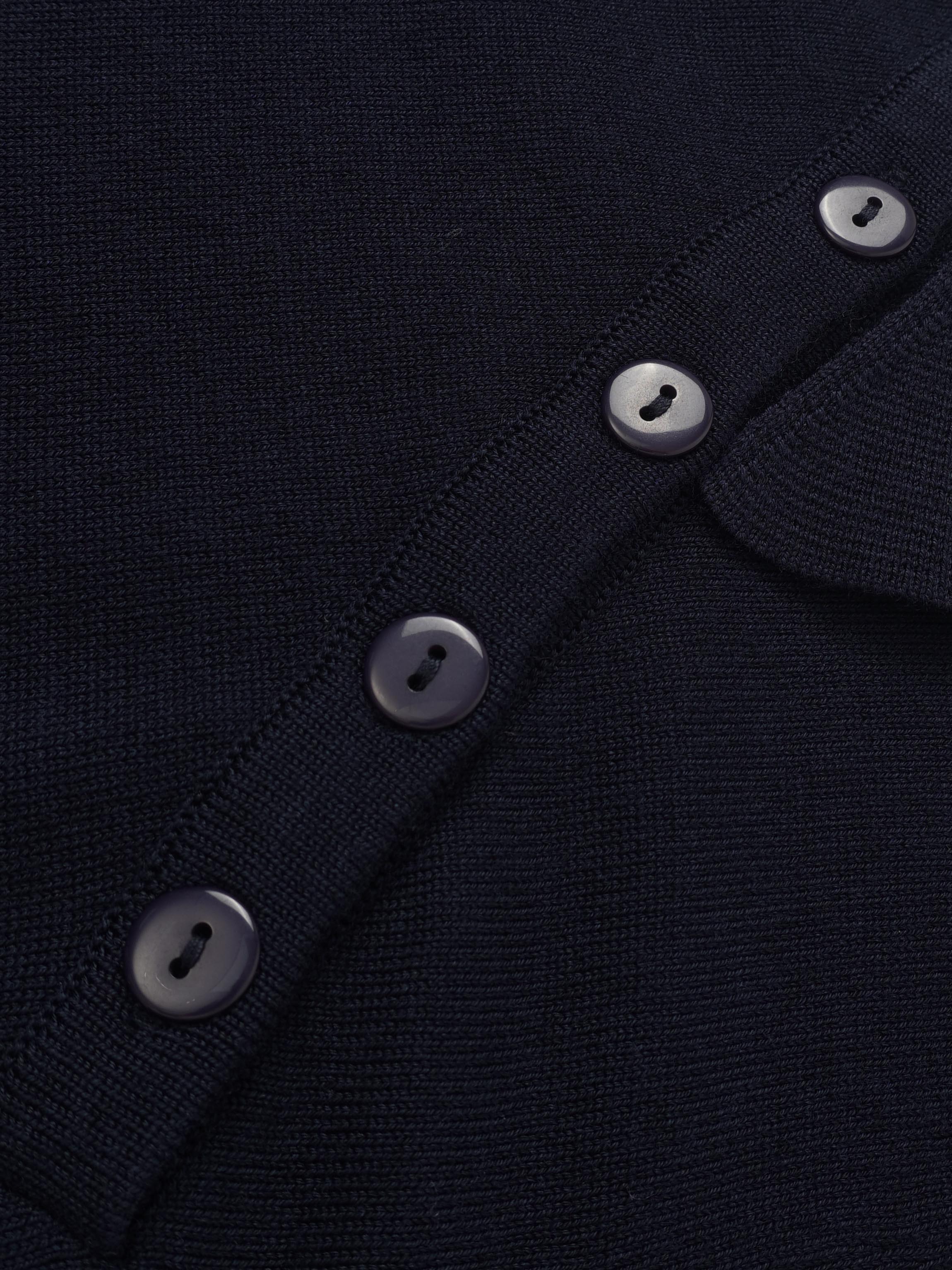 Asymmetrical Button Collar Sweater - Navy