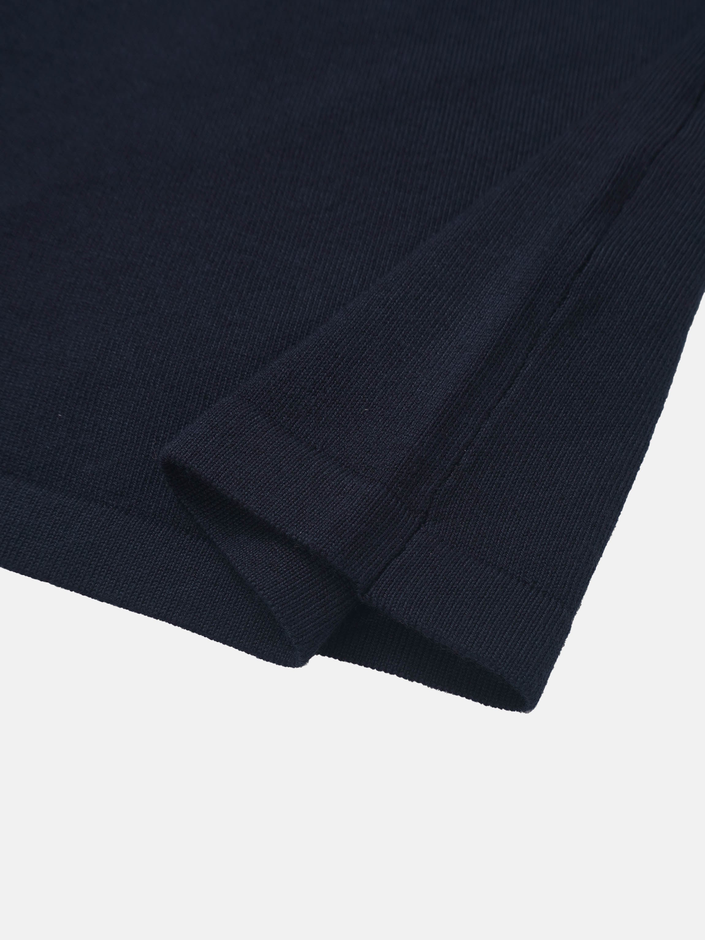 Asymmetrical Button Collar Sweater - Navy