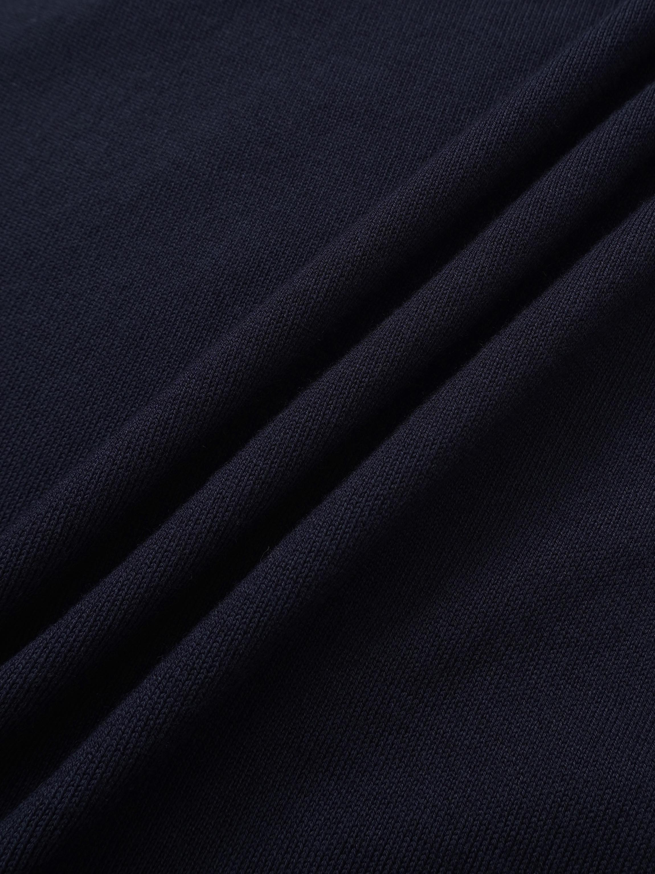 Asymmetrical Button Collar Sweater - Navy