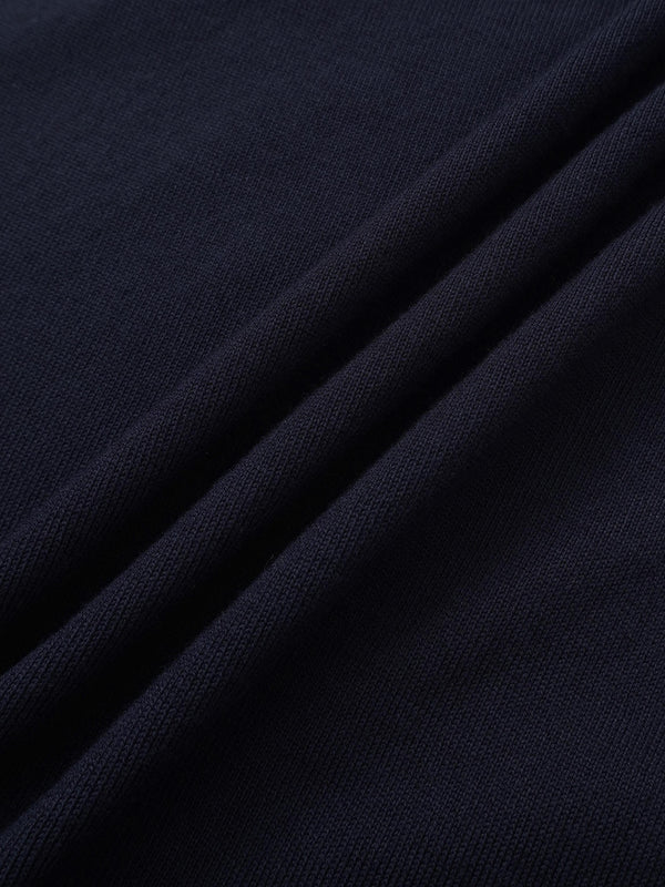 Asymmetrical Button Collar Sweater - Navy