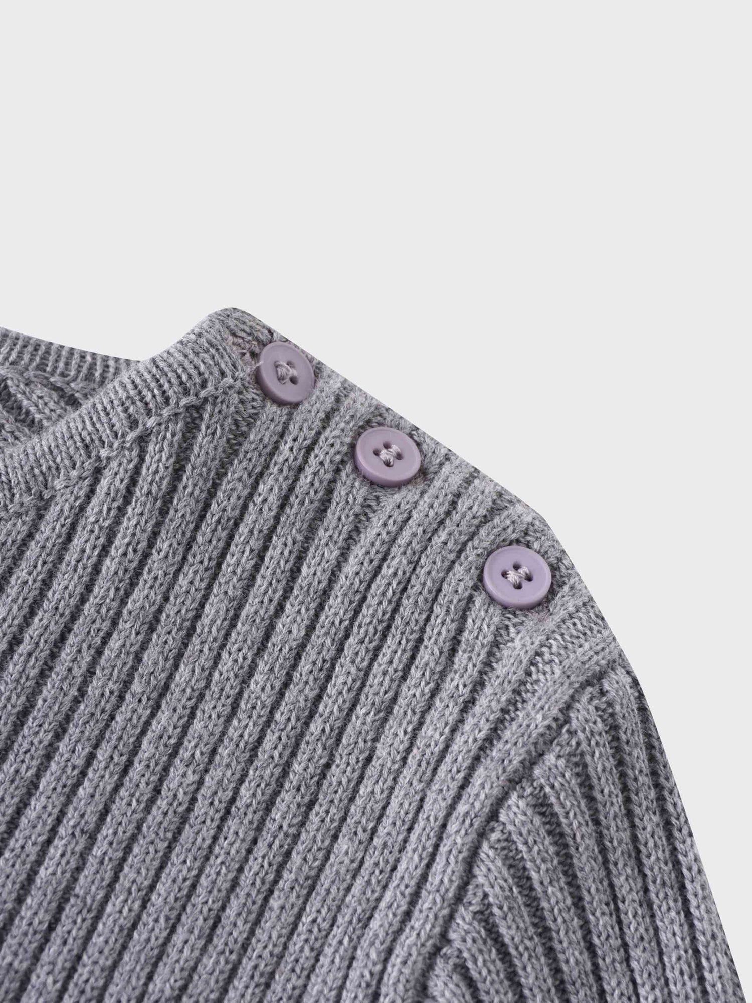 V Bottom Crop Sweater-Grey