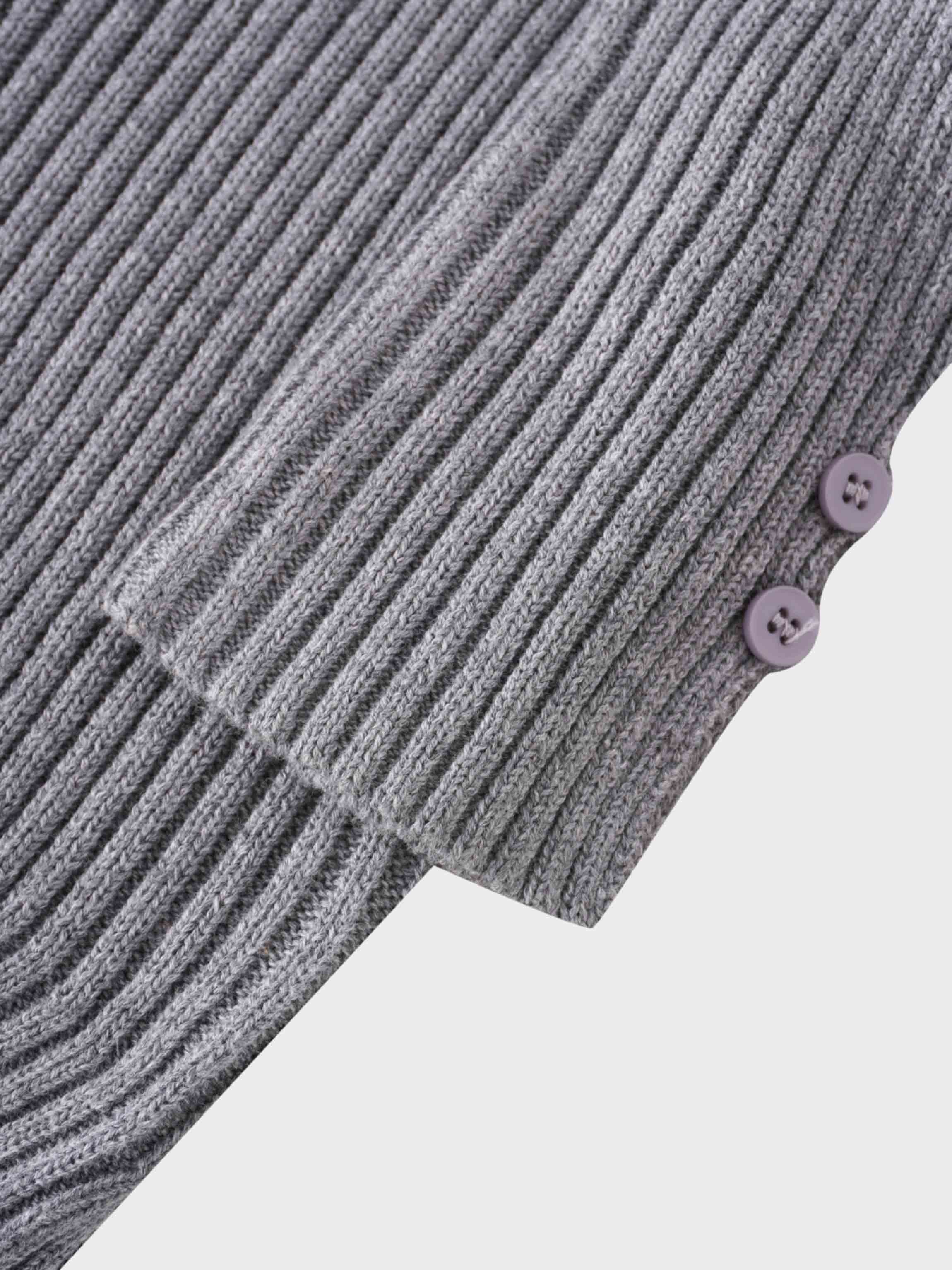 V Bottom Crop Sweater-Grey