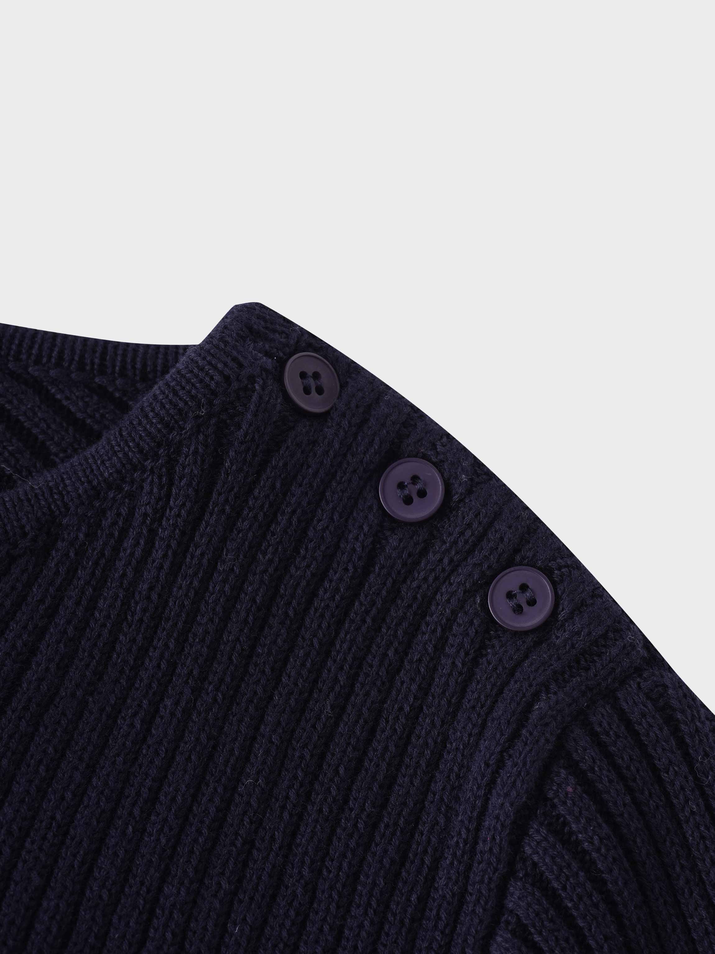 V Bottom Crop Sweater-Navy