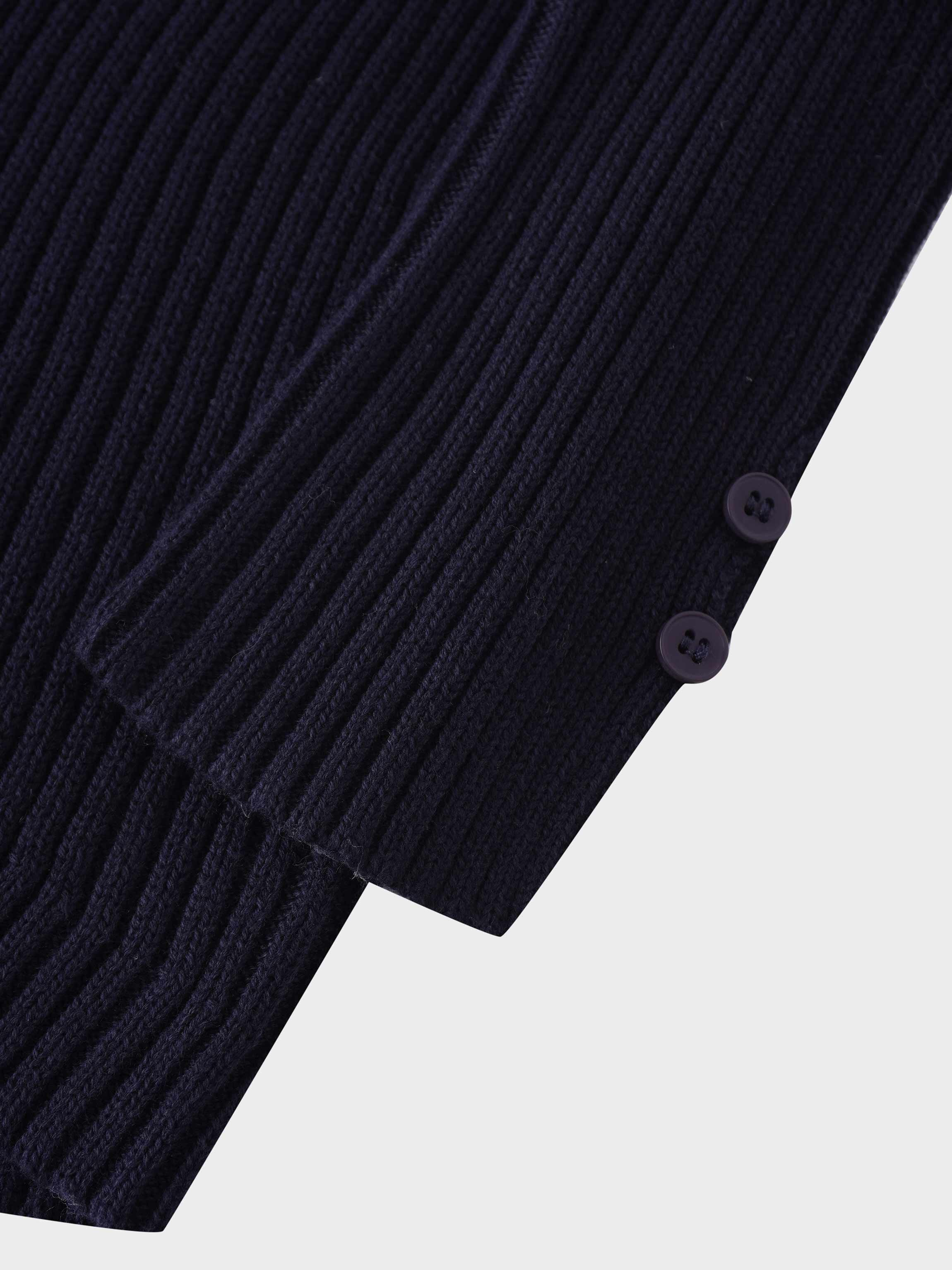 V Bottom Crop Sweater-Navy