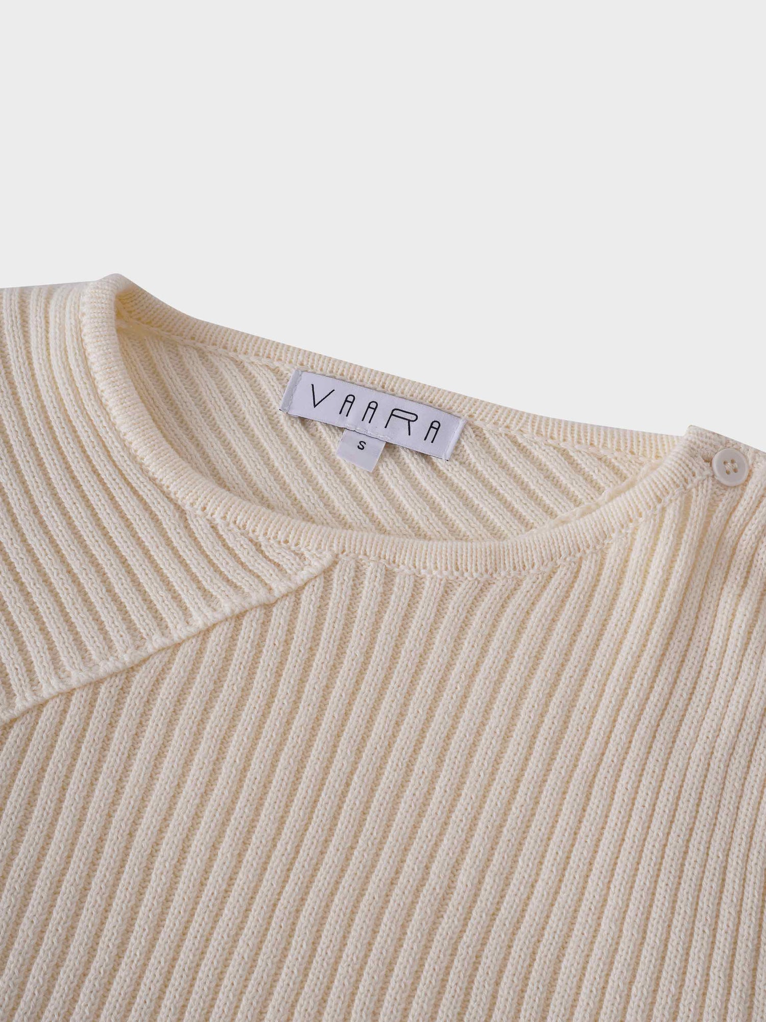 V Bottom Crop Sweater-Ivory