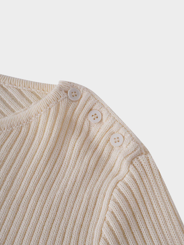 V Bottom Crop Sweater-Ivory