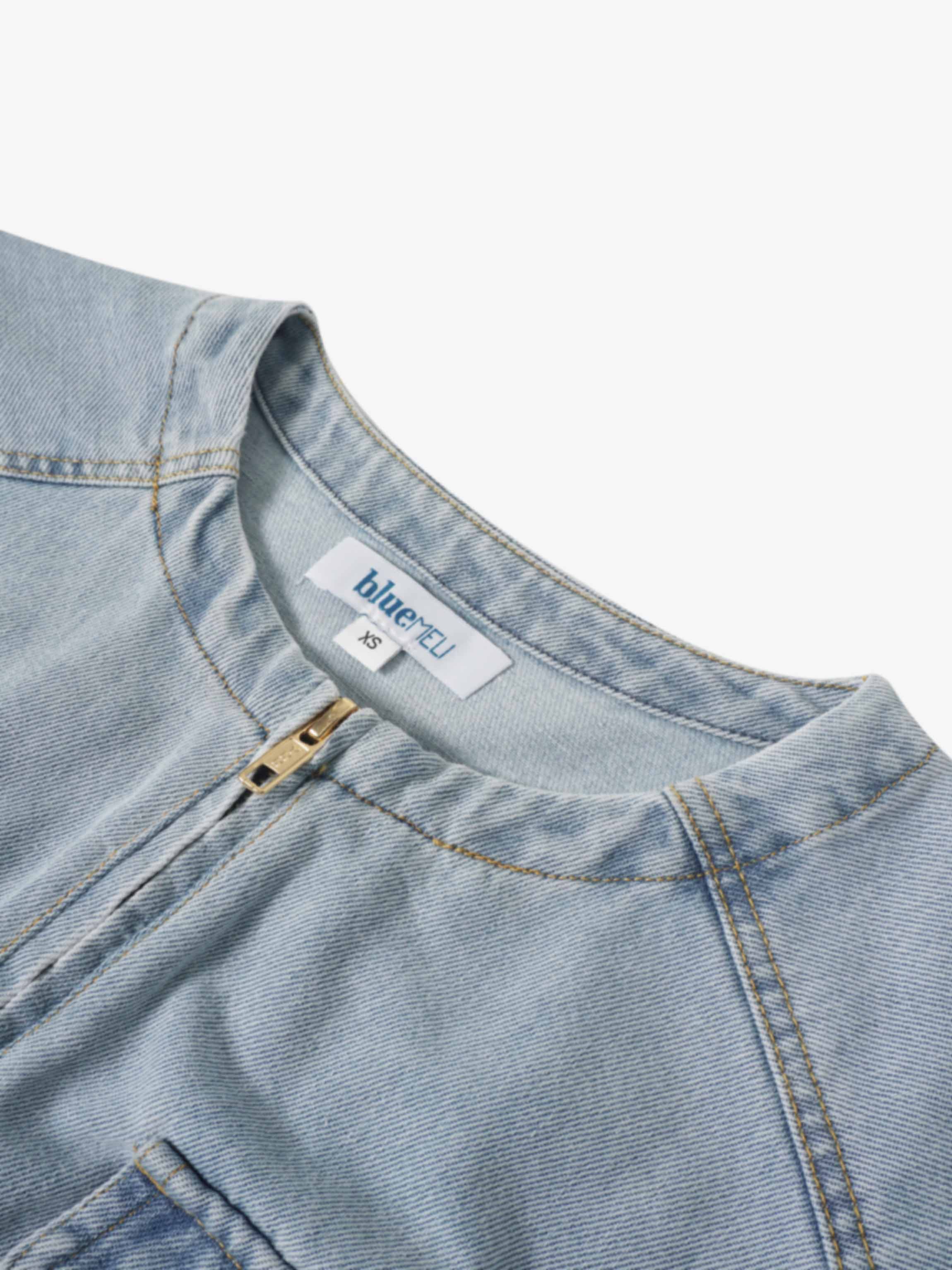 Denim Bomber Jacket-Blue