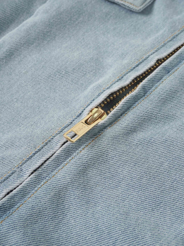 Denim Bomber Jacket-Blue