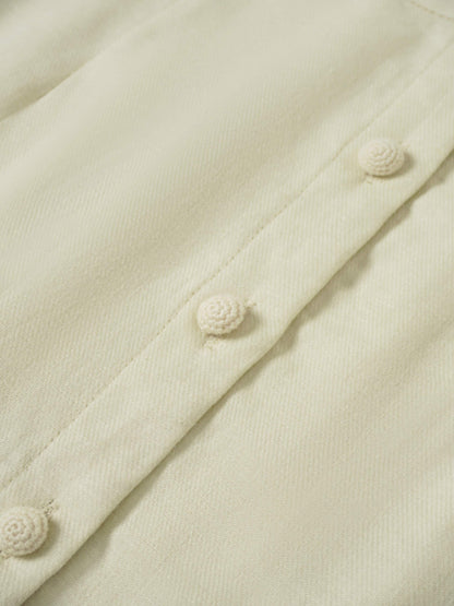 Straight Button Down Maxi Skirt-Cream 27 inch