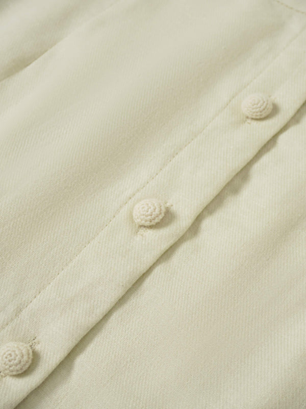 Straight Button Down Maxi Skirt-Cream 27 inch