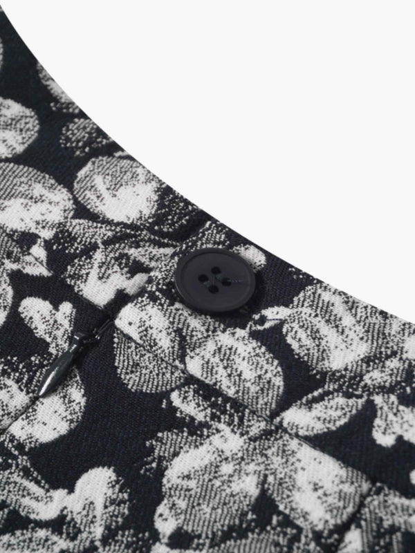 The Olivia Skirt-Black/White Floral