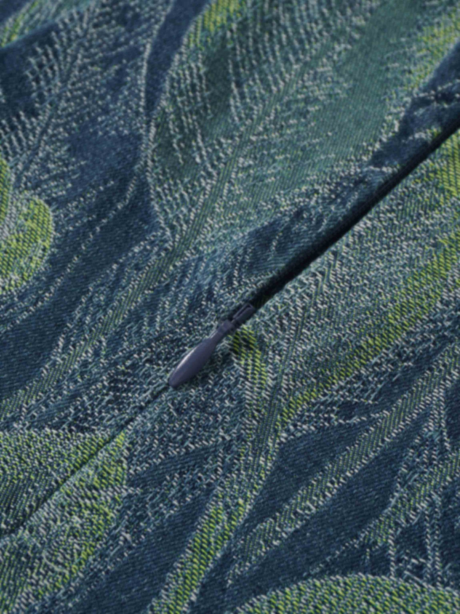 Printed Denim Trumpet Style Skirt-Blue Leaves