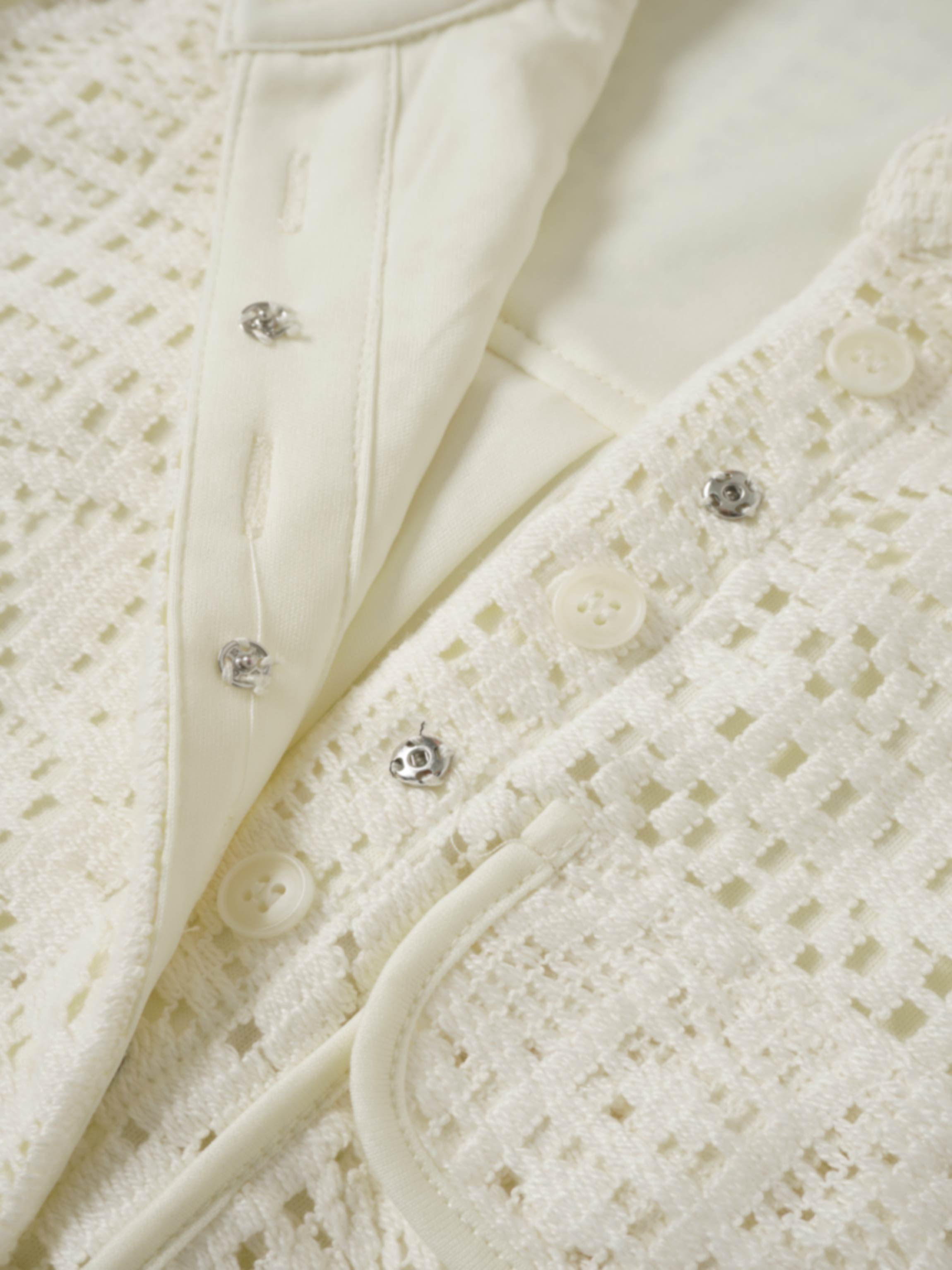 Lace Cutout Shirtdress-Cream