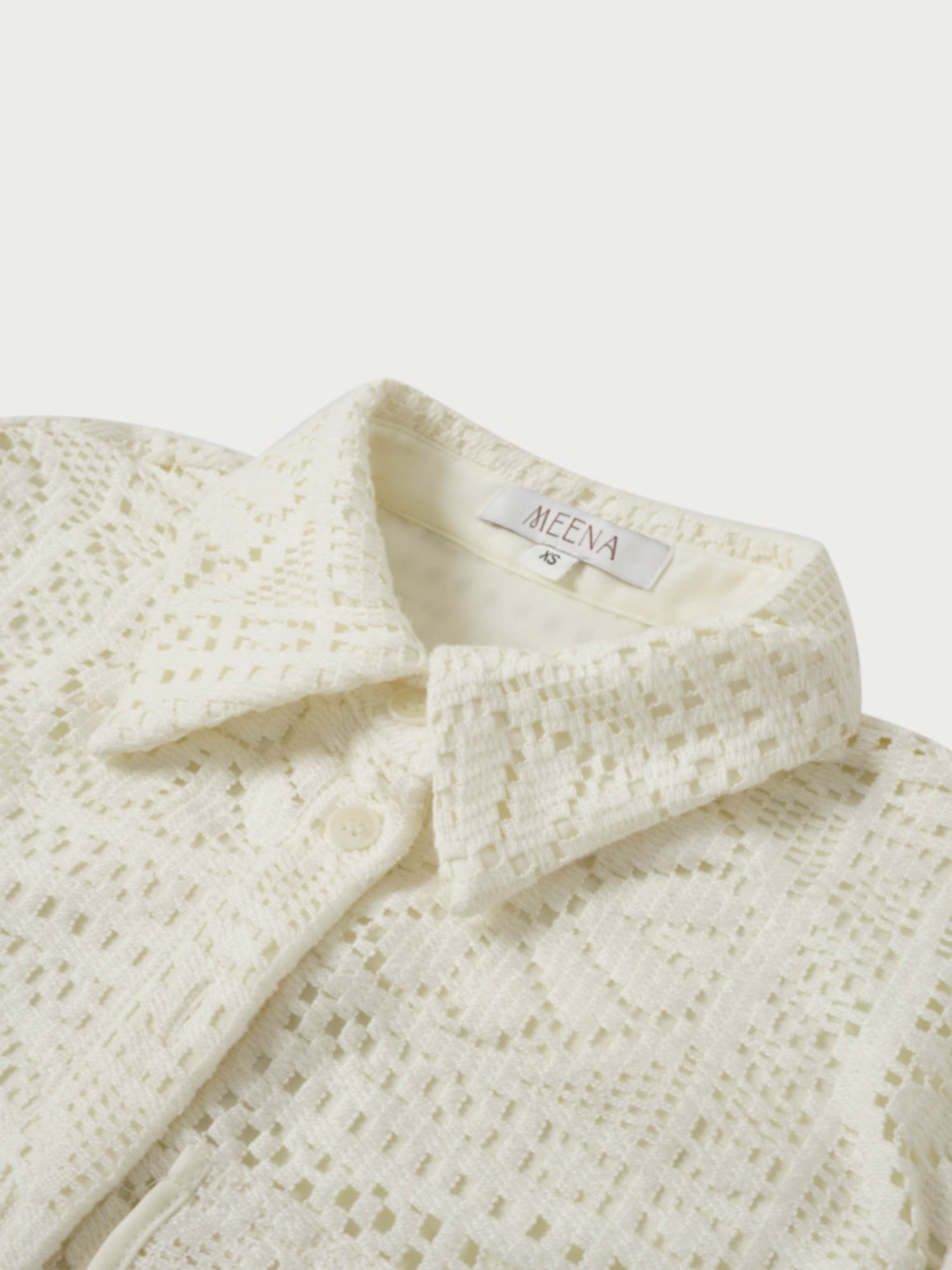 Lace Cutout Shirtdress-Cream