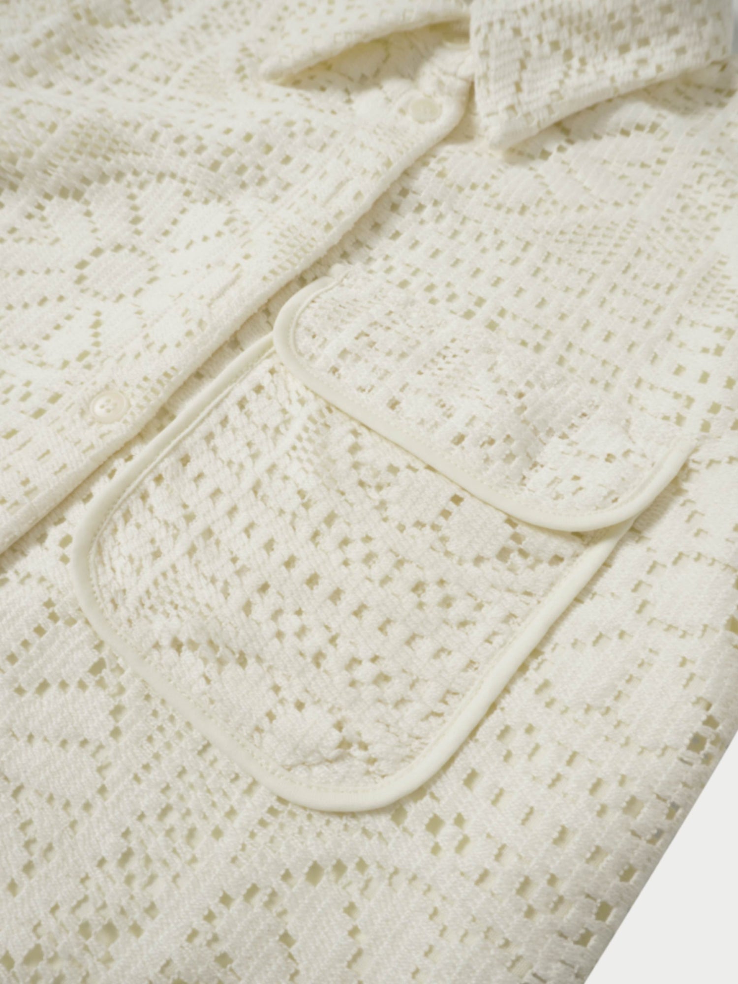 Lace Cutout Shirtdress-Cream