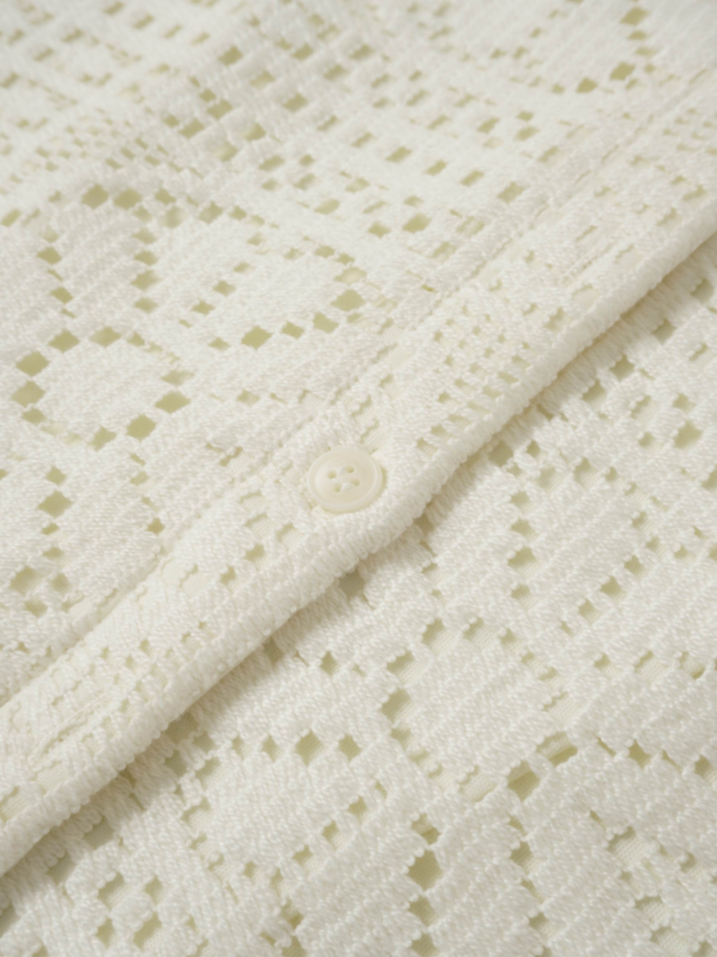 Lace Cutout Shirtdress-Cream