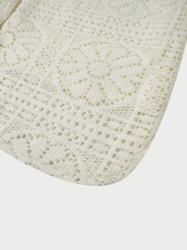 Lace Cutout Shirtdress-Cream