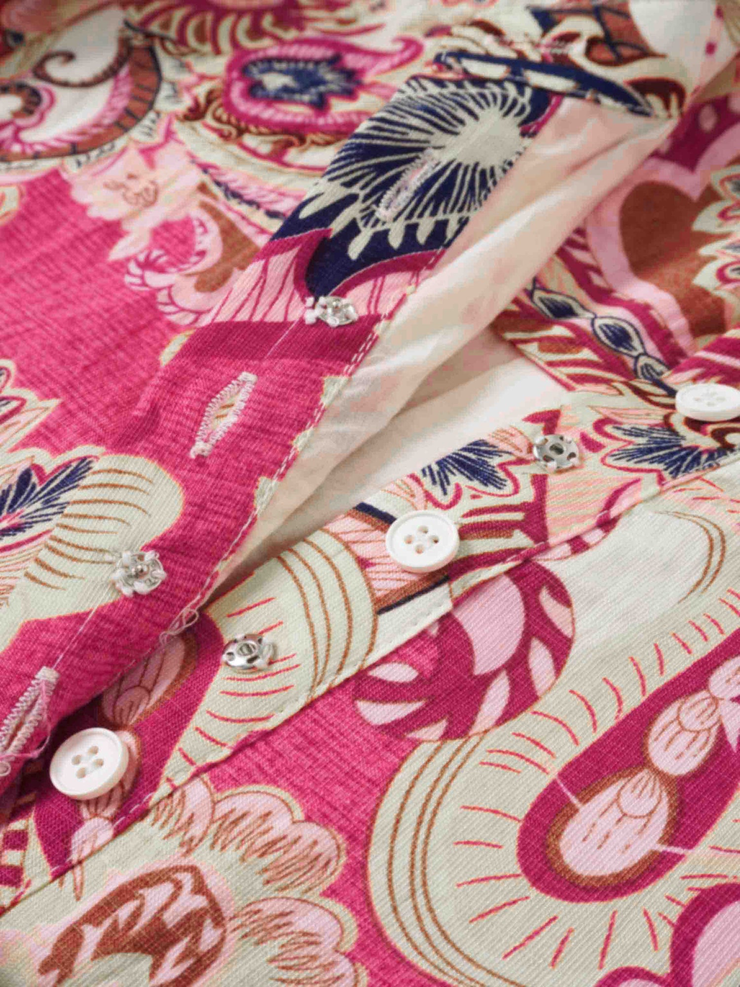 Long Button Down Shirtdress-Coral Paisley