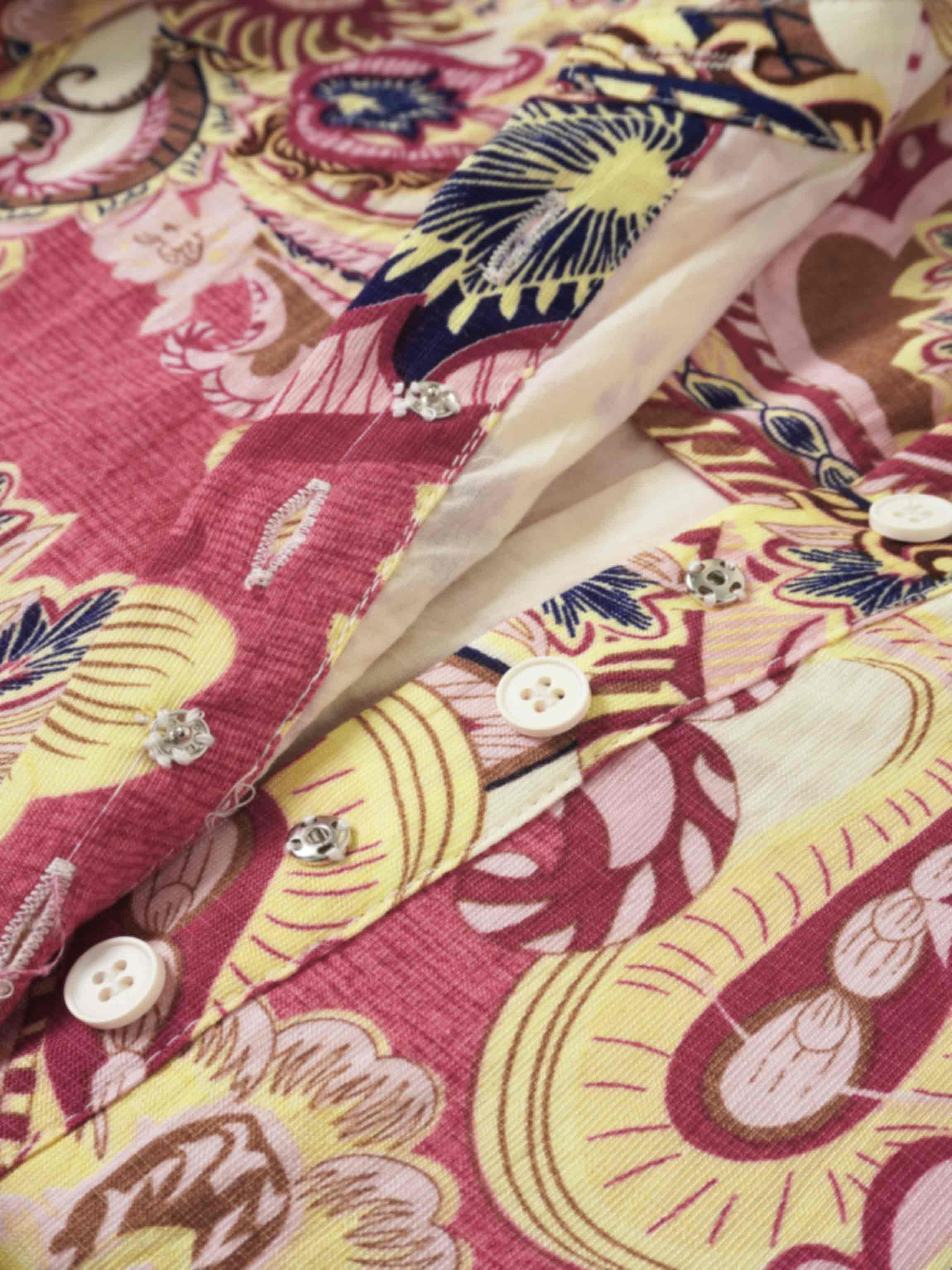 Long Button Down Shirtdress-Coral Paisley