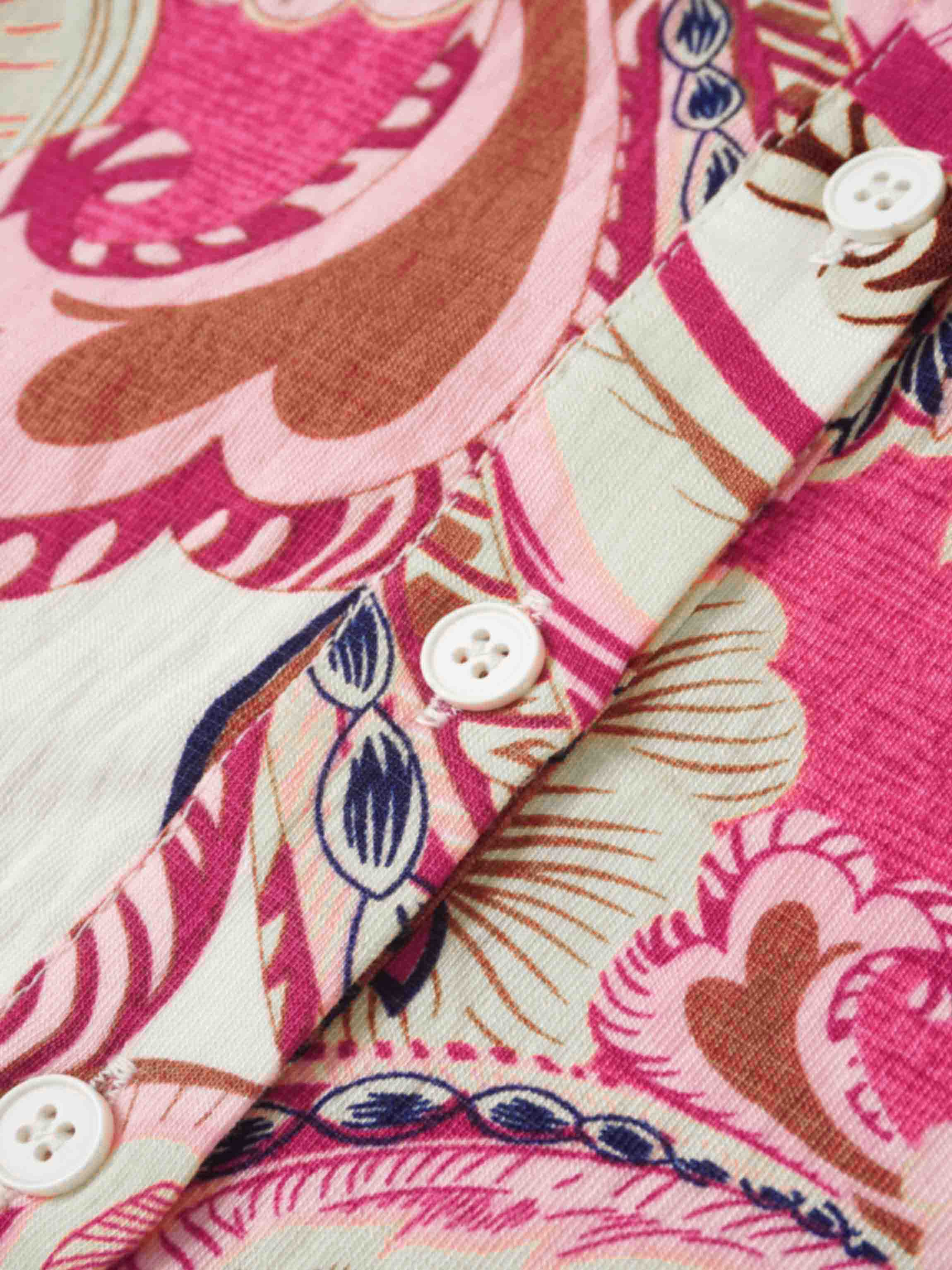 Long Button Down Shirtdress-Coral Paisley