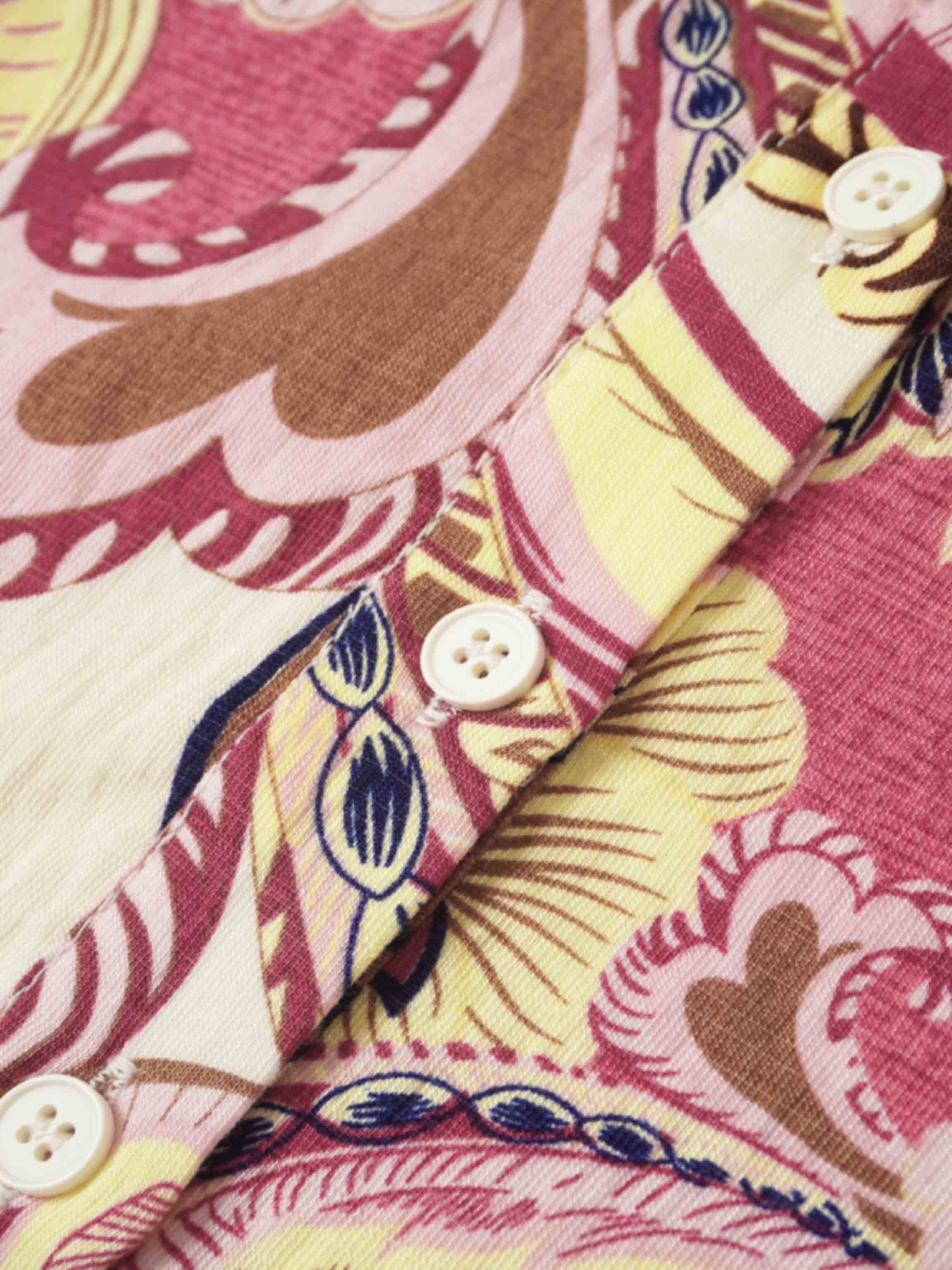 Long Button Down Shirtdress-Coral Paisley