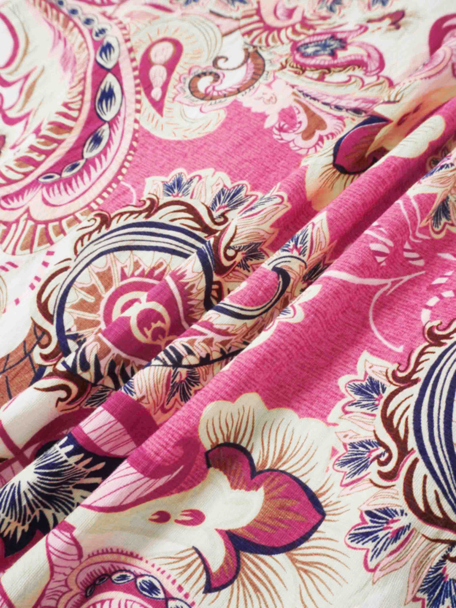 Long Button Down Shirtdress-Coral Paisley