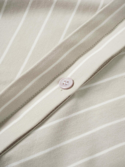 Side Shirred T-shirt Dress-Tan/White