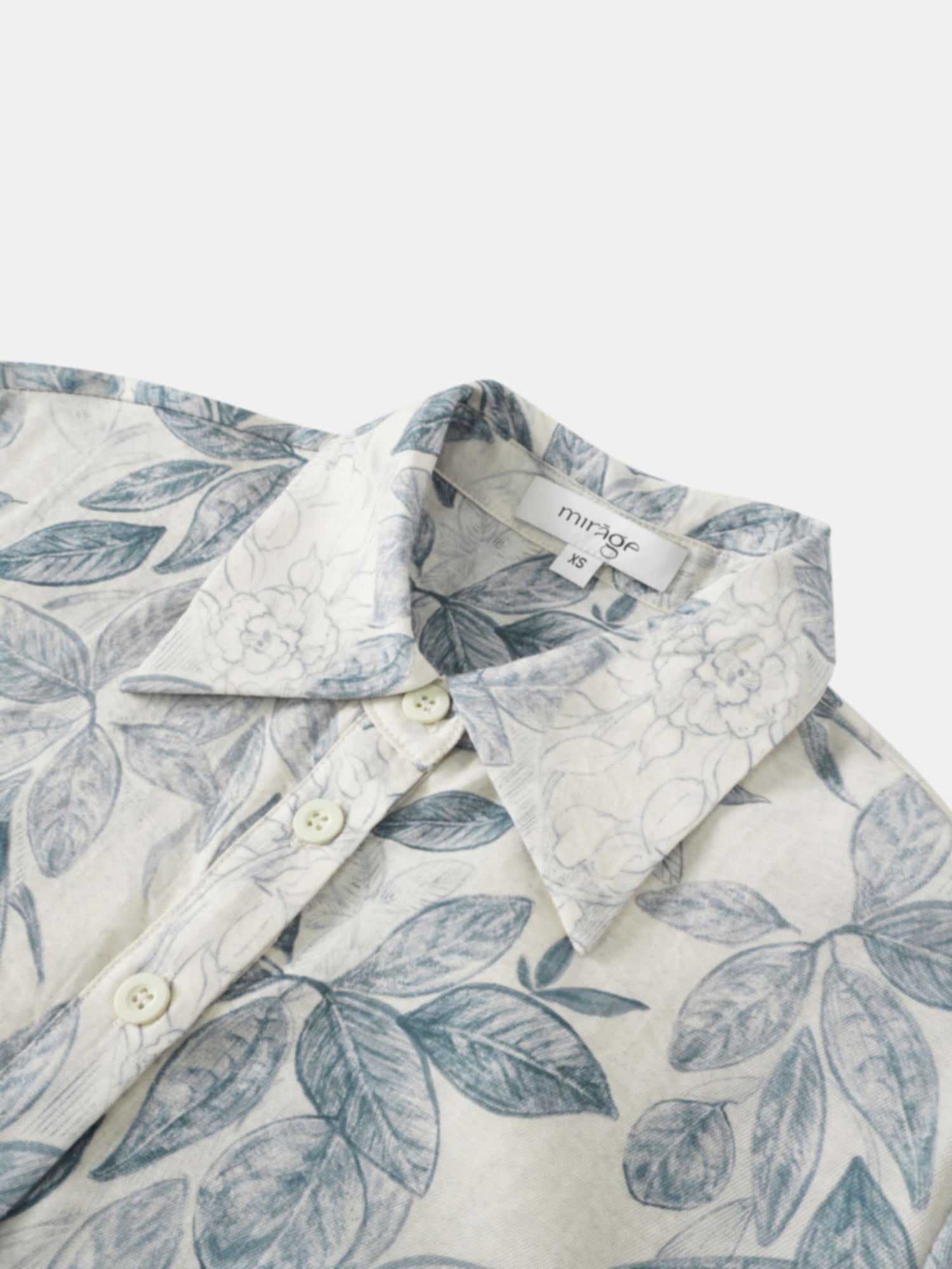 Long Button Down Shirtdress-Blue Leaves