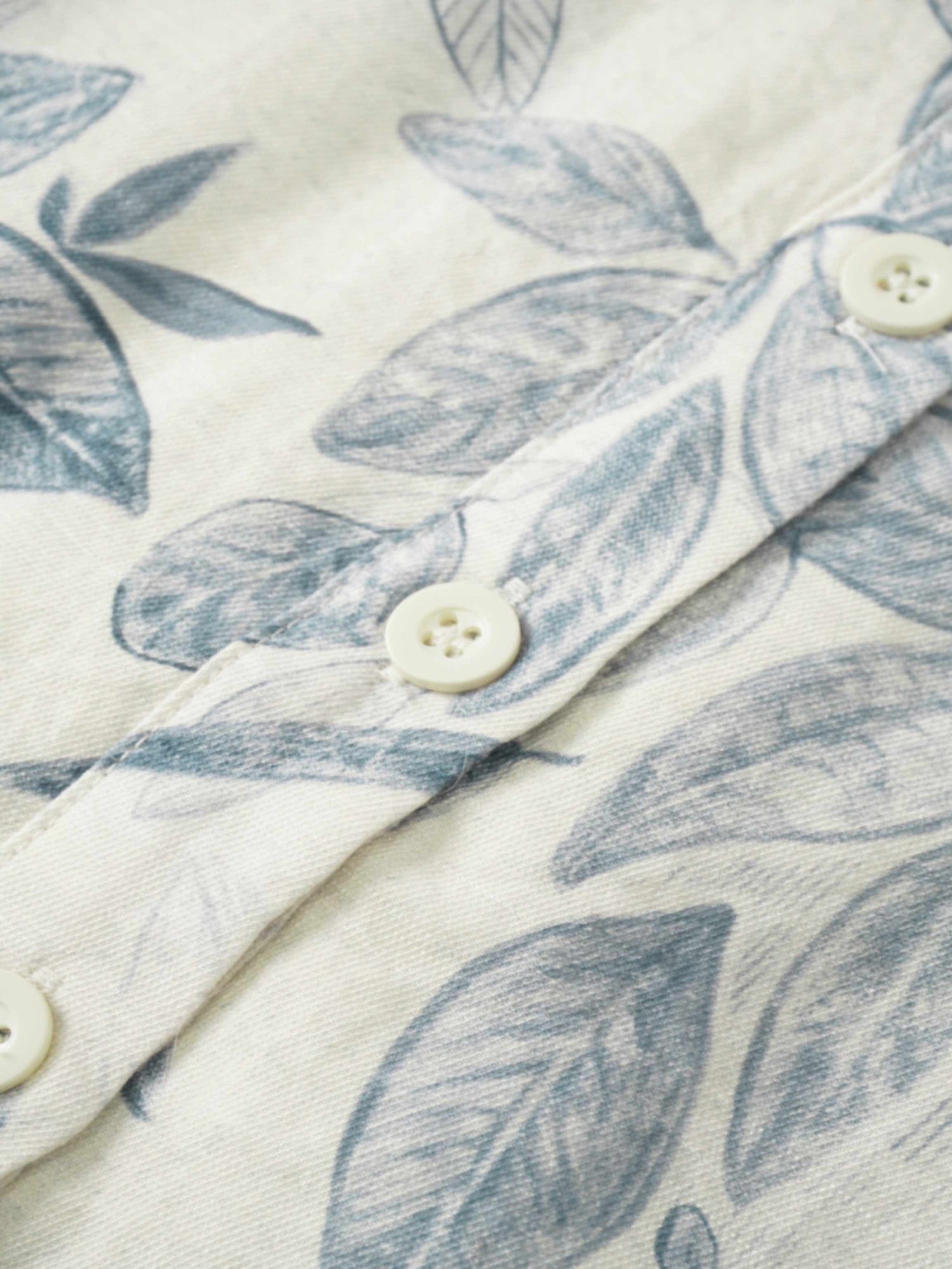 Long Button Down Shirtdress-Blue Leaves