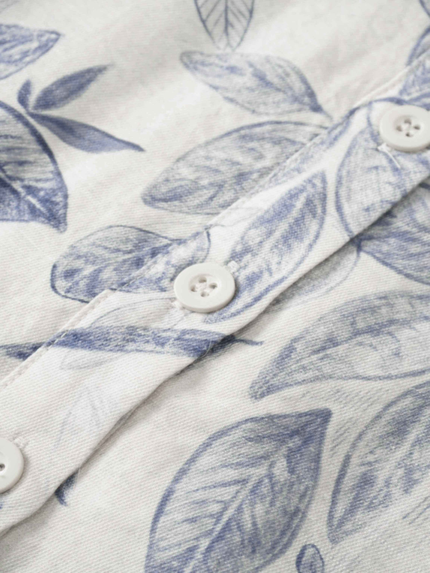 Long Button Down Shirtdress-Blue Leaves