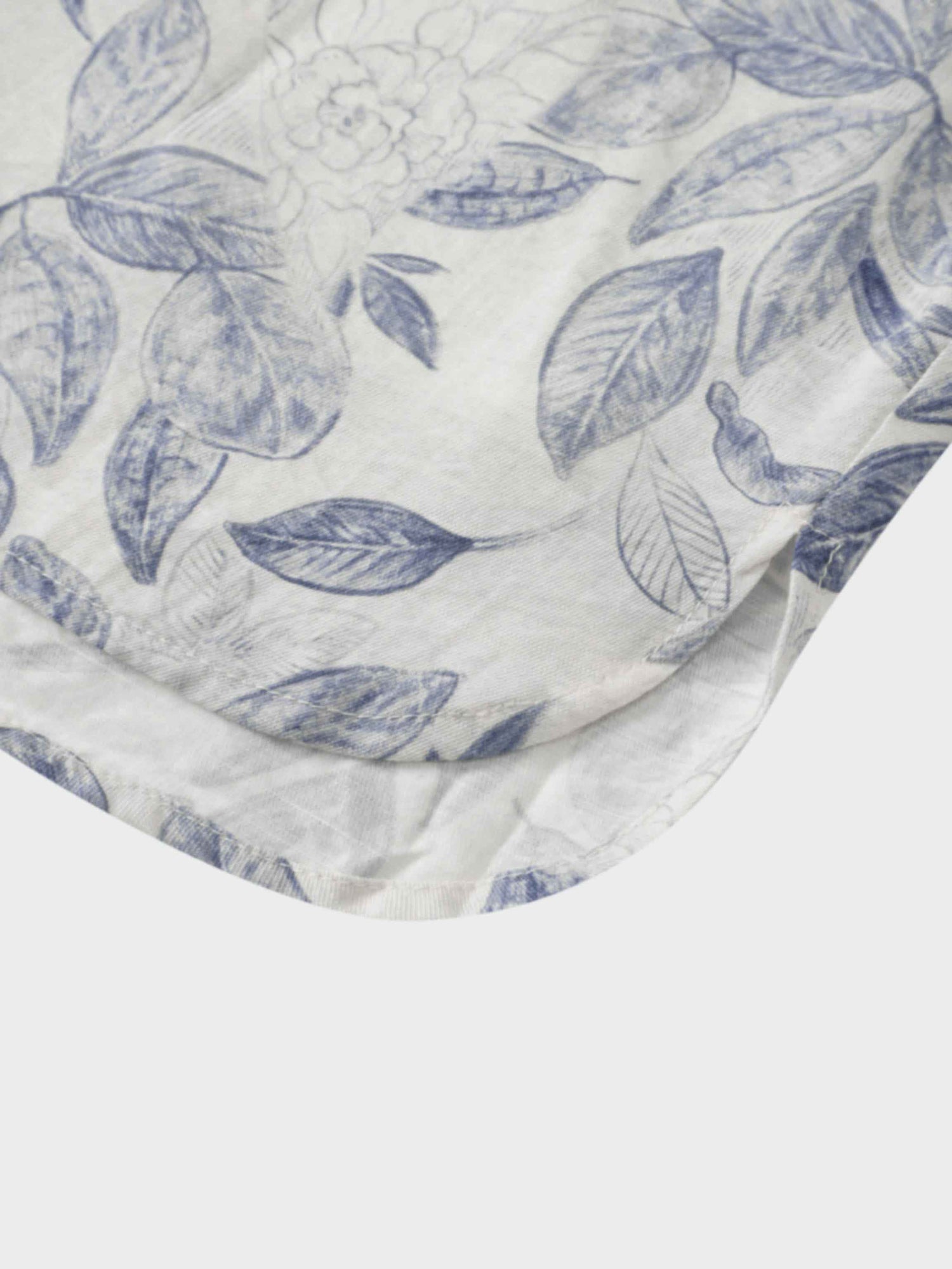 Long Button Down Shirtdress-Blue Leaves