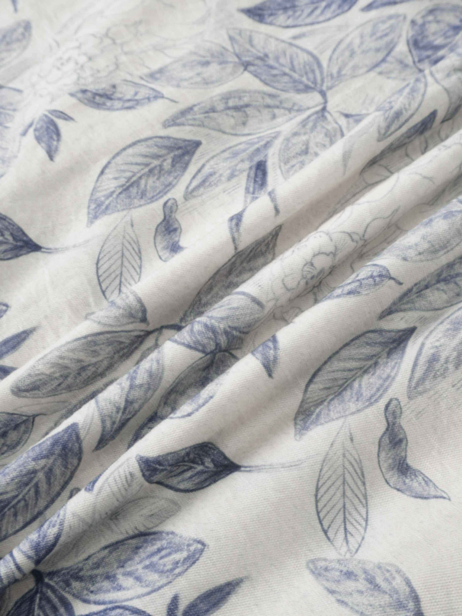 Long Button Down Shirtdress-Blue Leaves