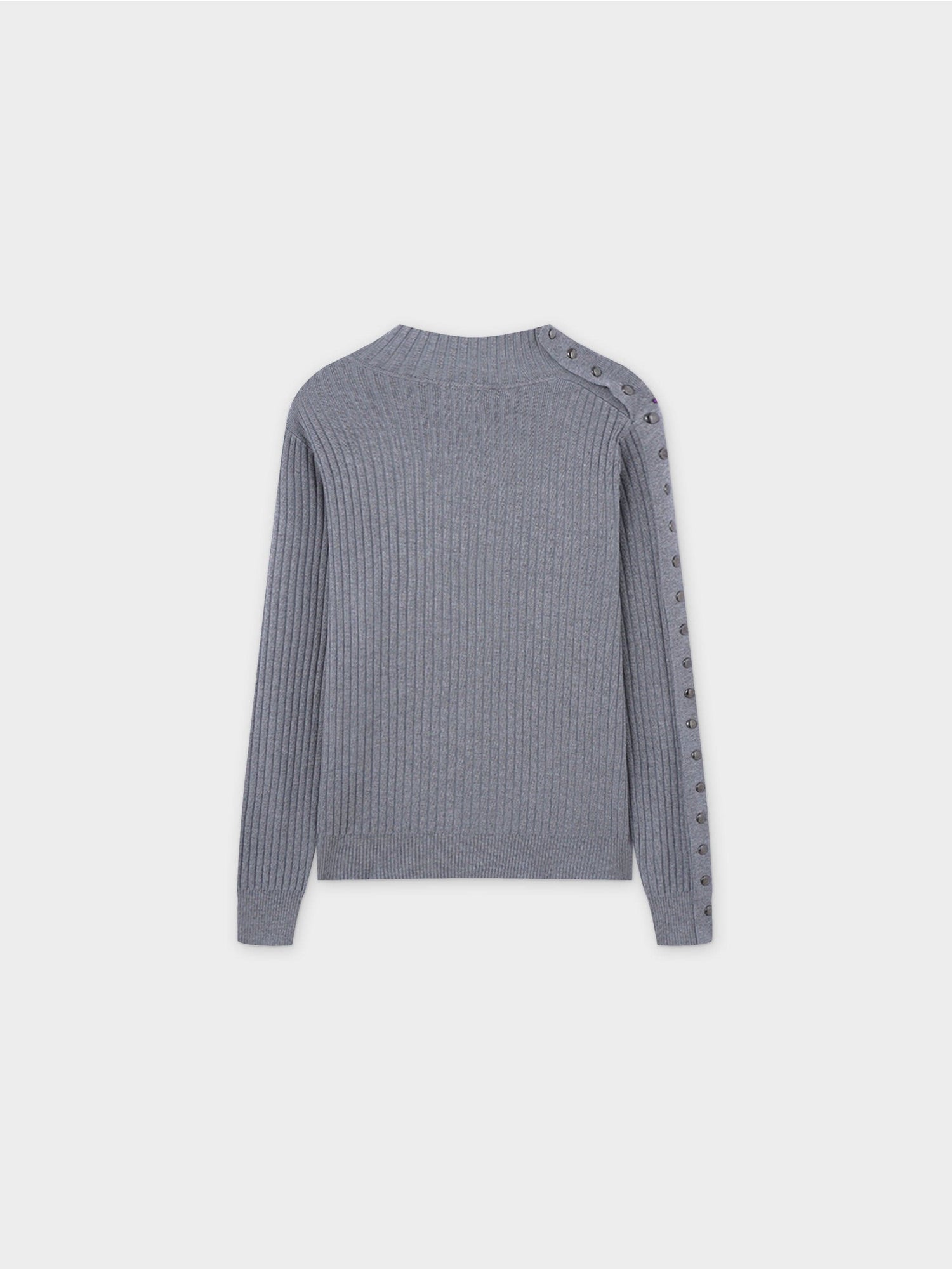 Side Snap Sweater-Grey