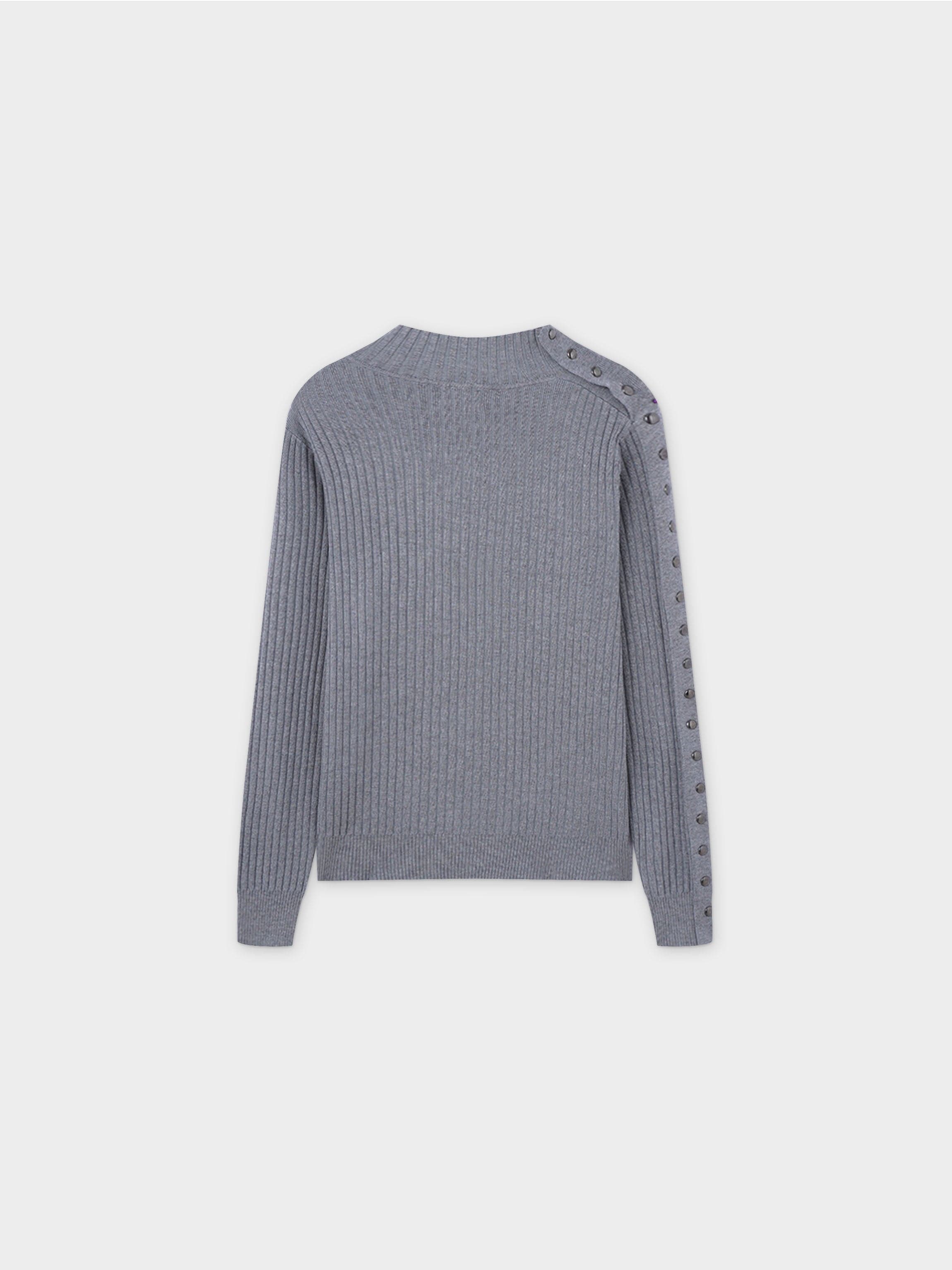 Side Snap Sweater-Grey