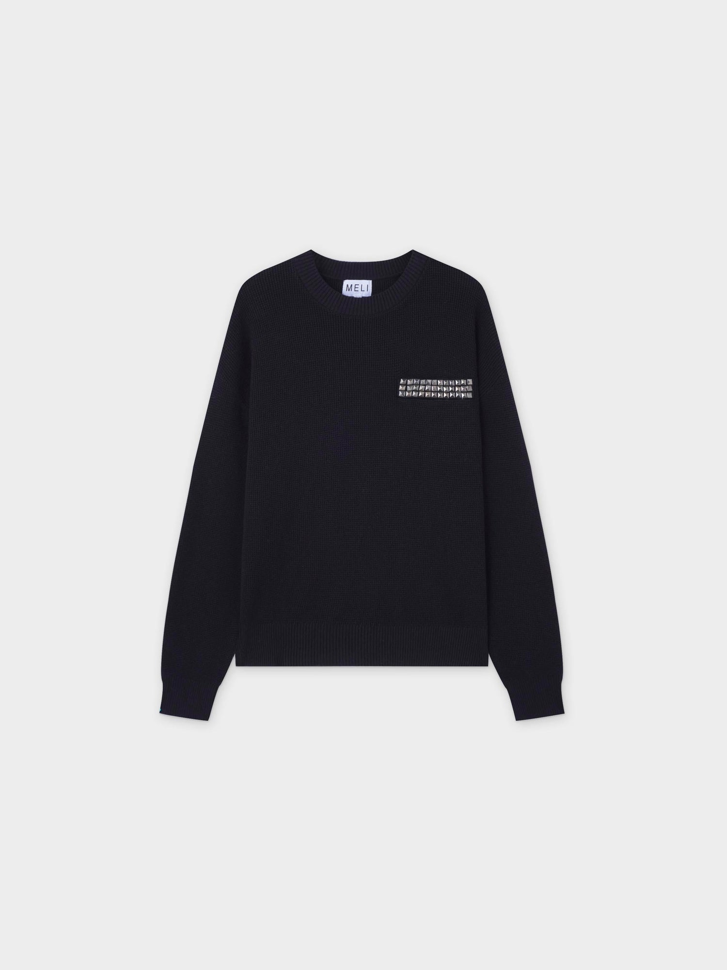 Waffle Pocket Sweater-Black