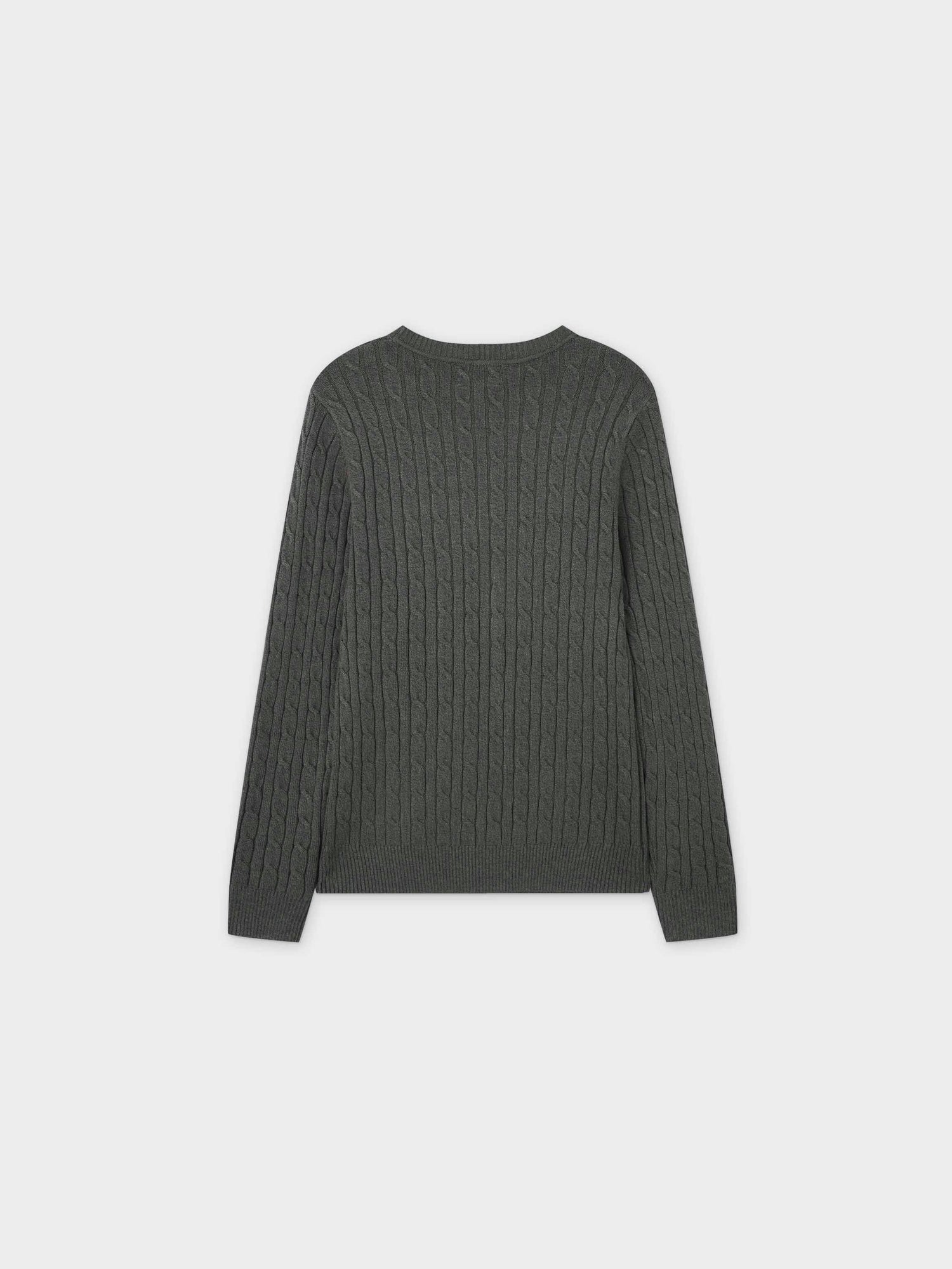 Knit Cable Sweater-Heathered Olive/Blue