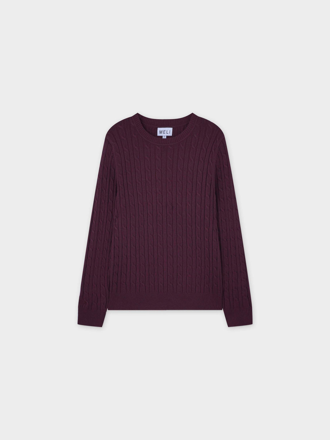 Knit Cable Sweater-Heathered Burgundy/Grey