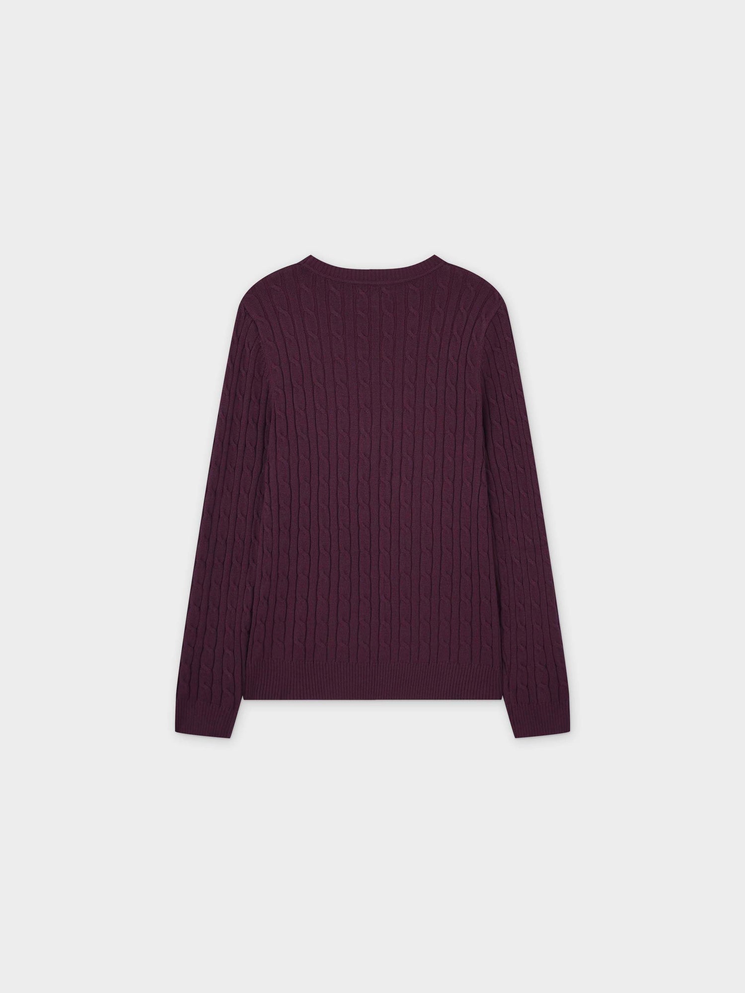 Knit Cable Sweater-Heathered Burgundy/Grey