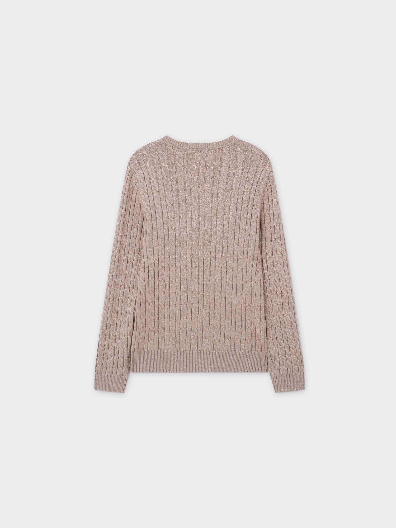 Knit Cable Sweater-Heathered Tan/Cream