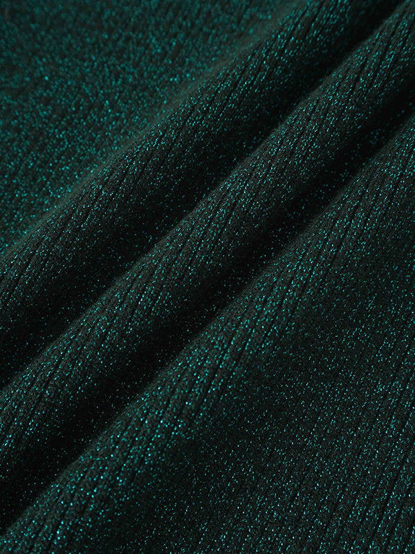 Lurex Sleeveless Sweater-Hunter Green