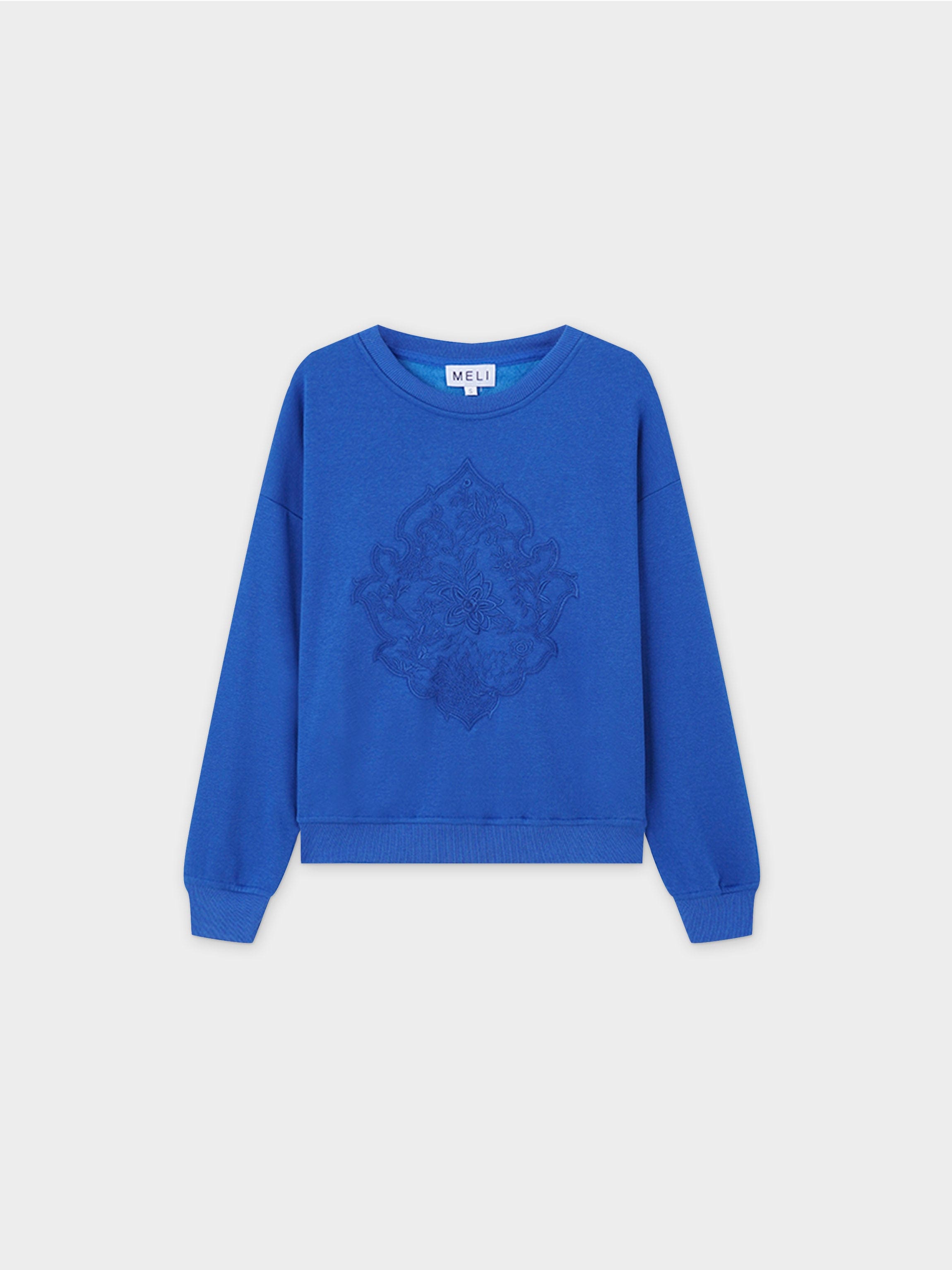 Embroidered Sweatshirt-Cobalt Blue