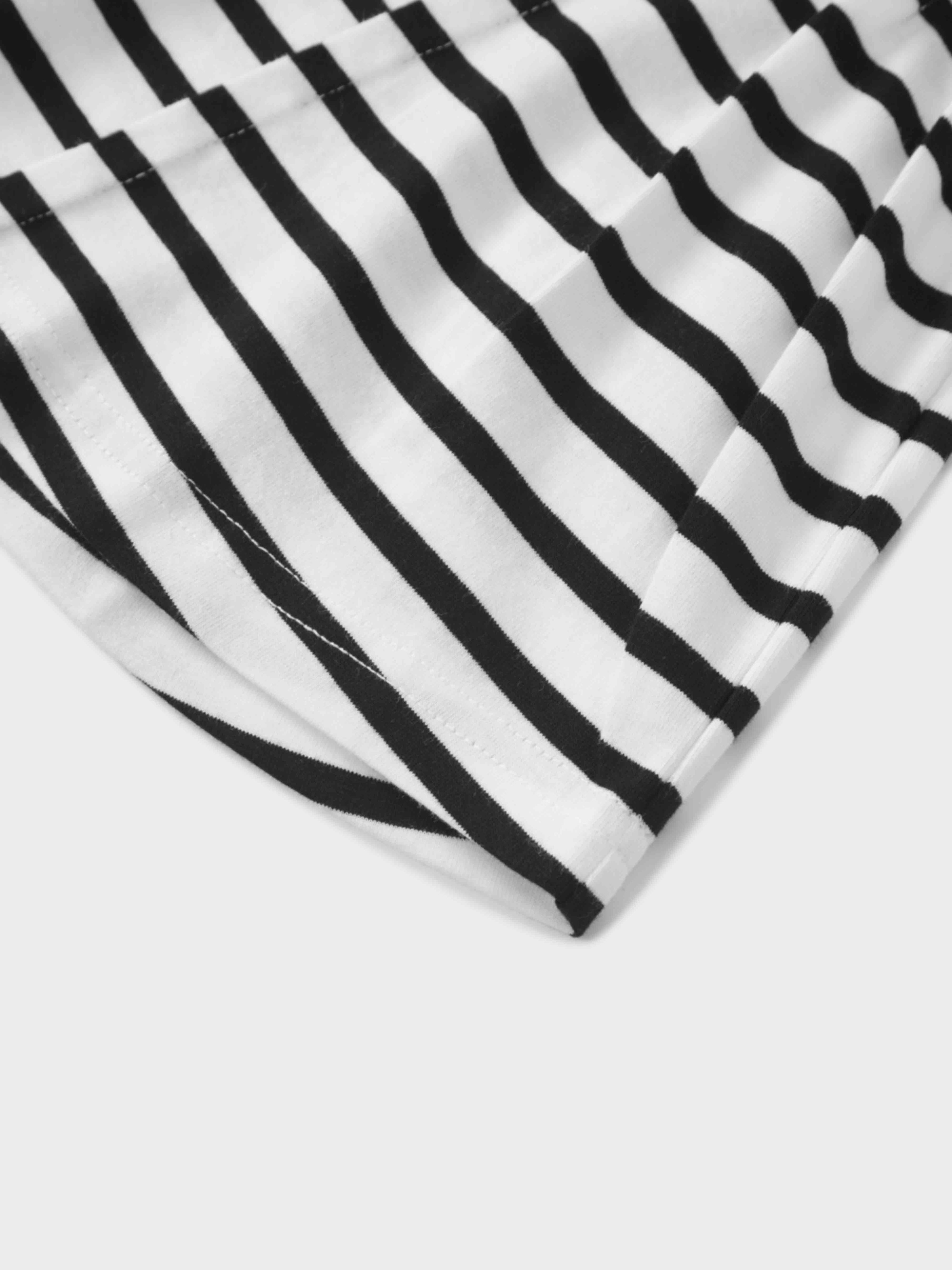 Pleat Seam T-shirt-Black/White Stripe