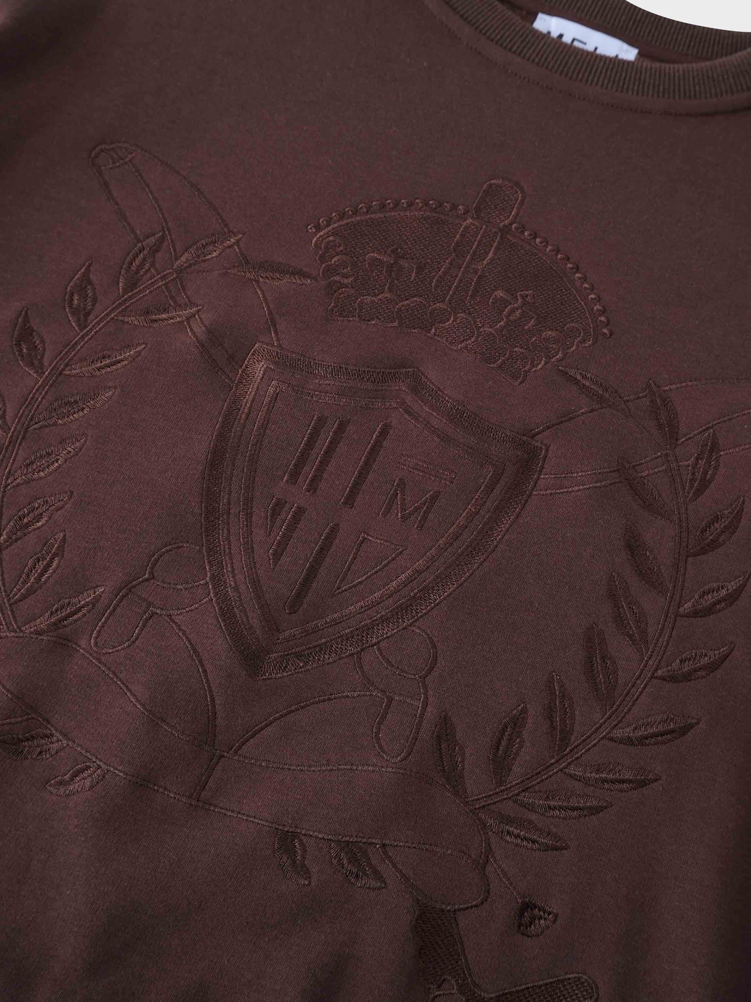 Embroidered Sweatshirt-Brown Crest