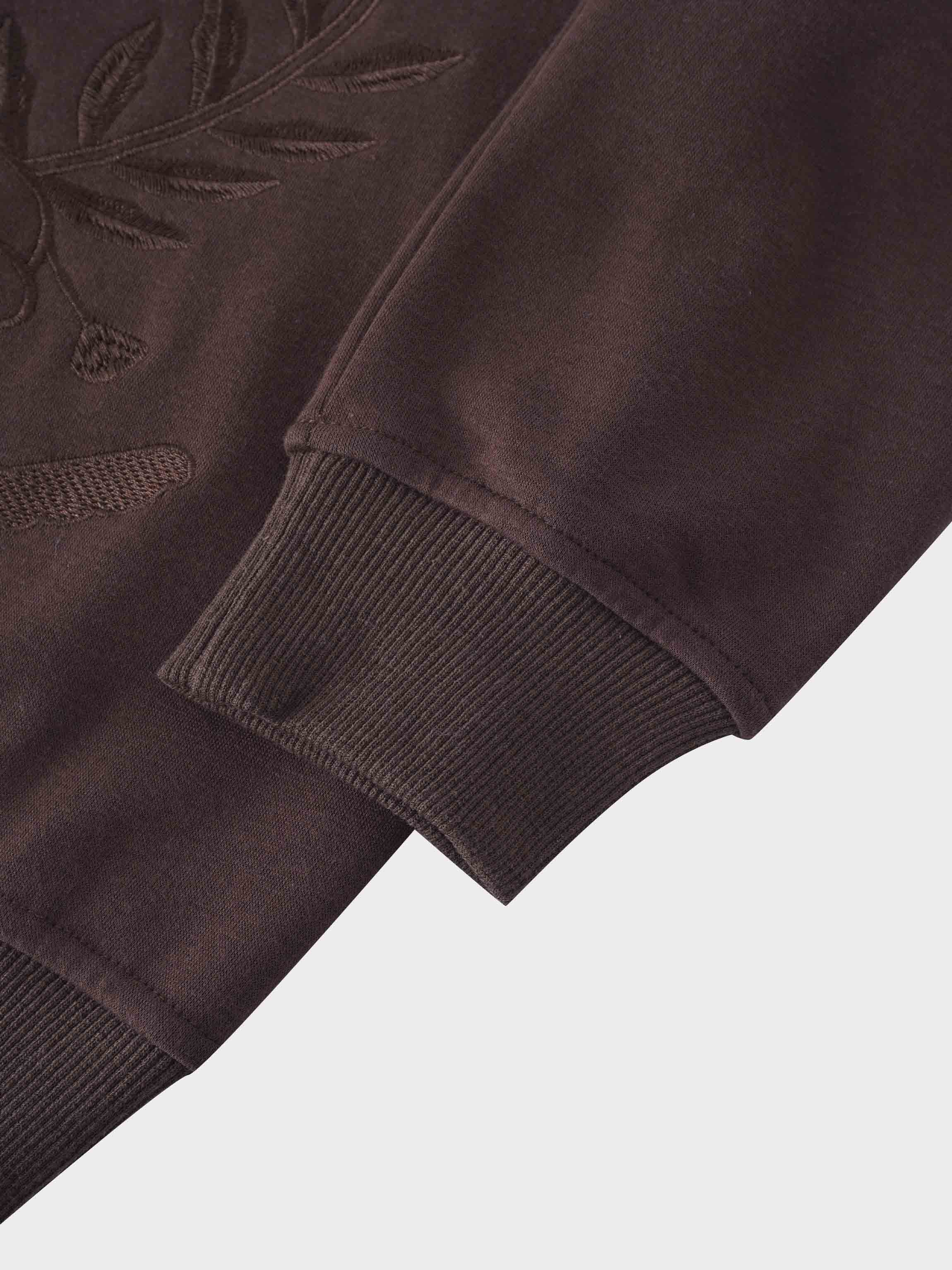 Embroidered Sweatshirt-Brown Crest