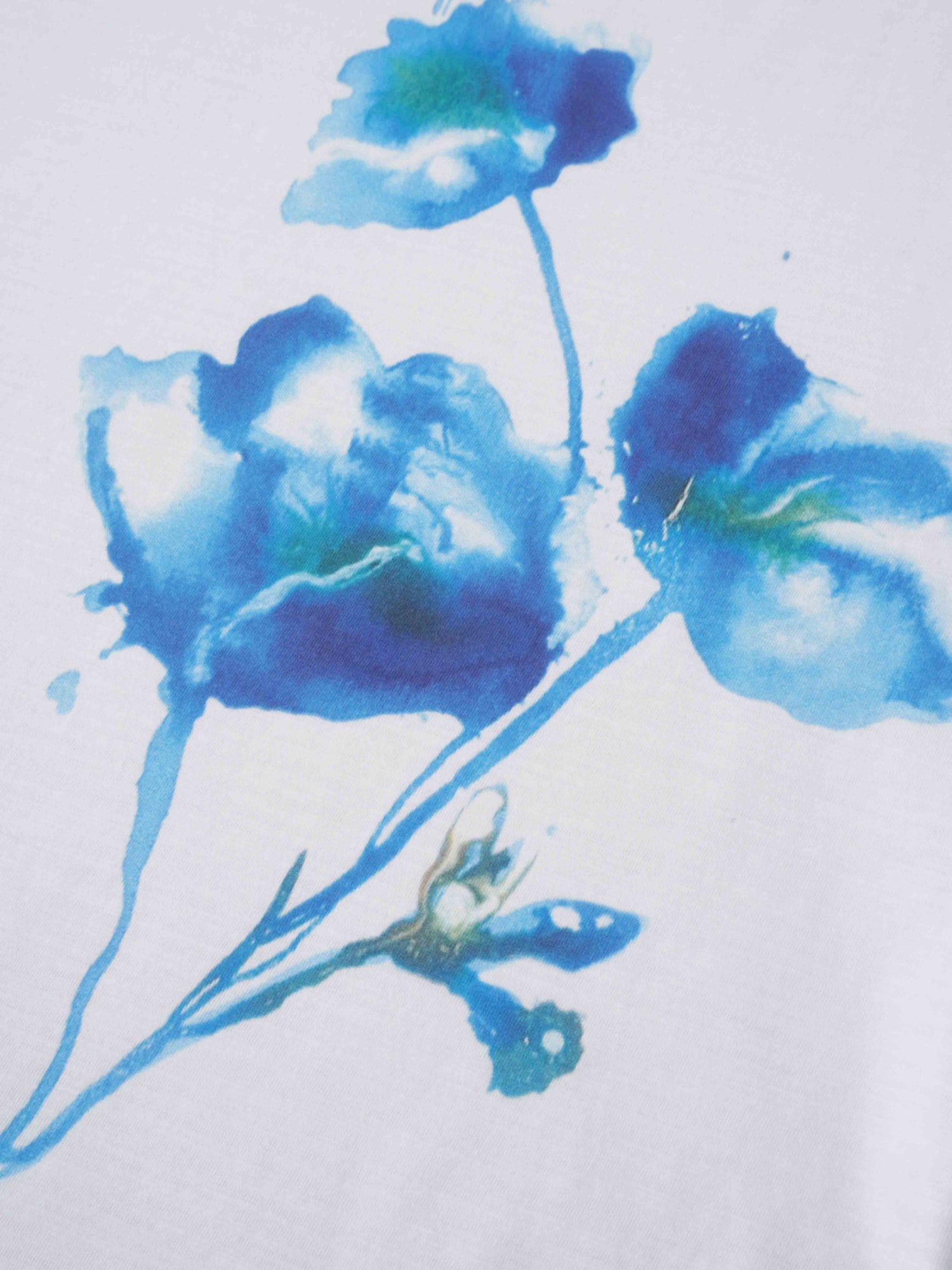 Floral Motif Oversized Tee-Blue
