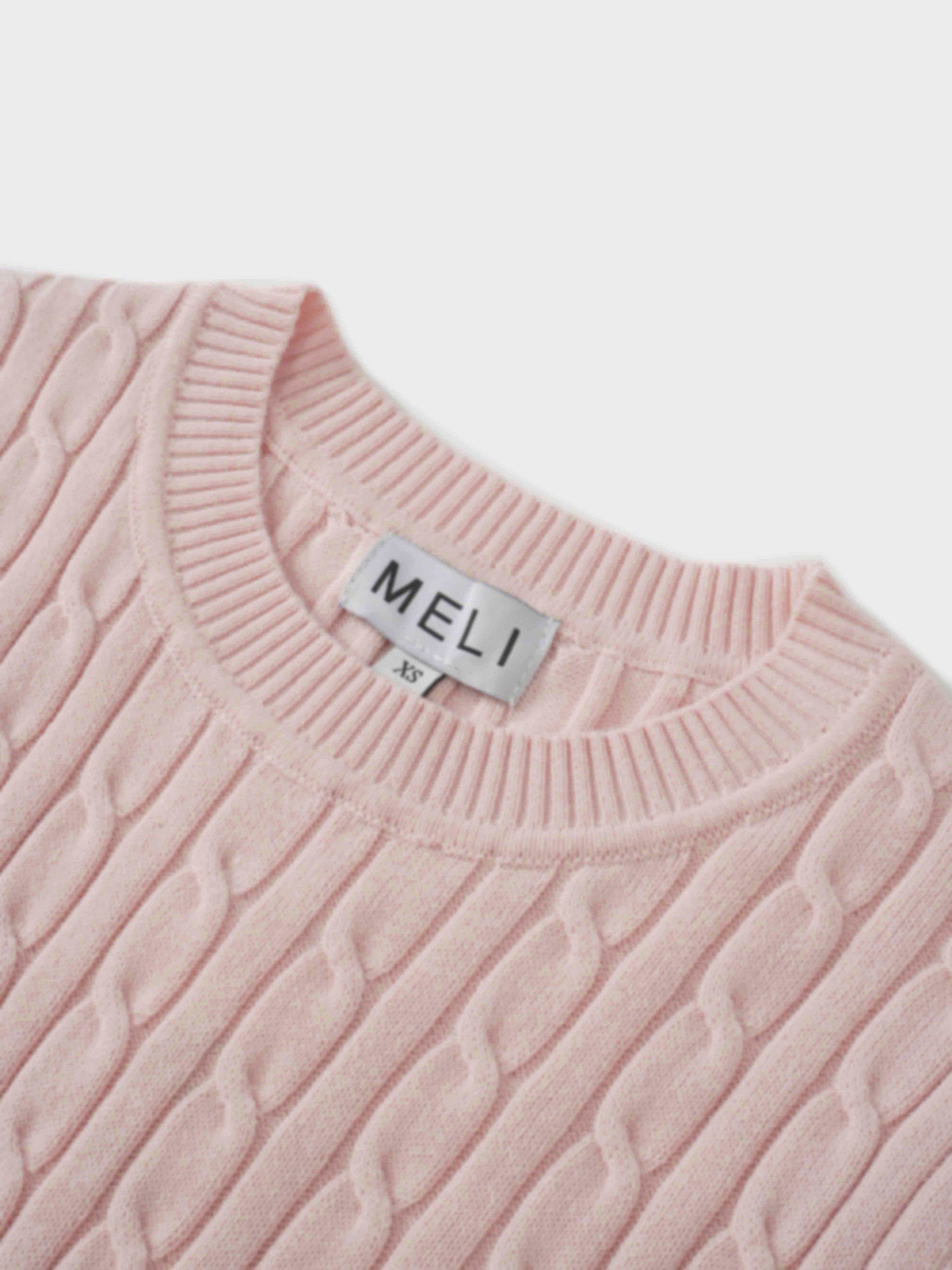 Crew Neck Cable Sweater-Bone