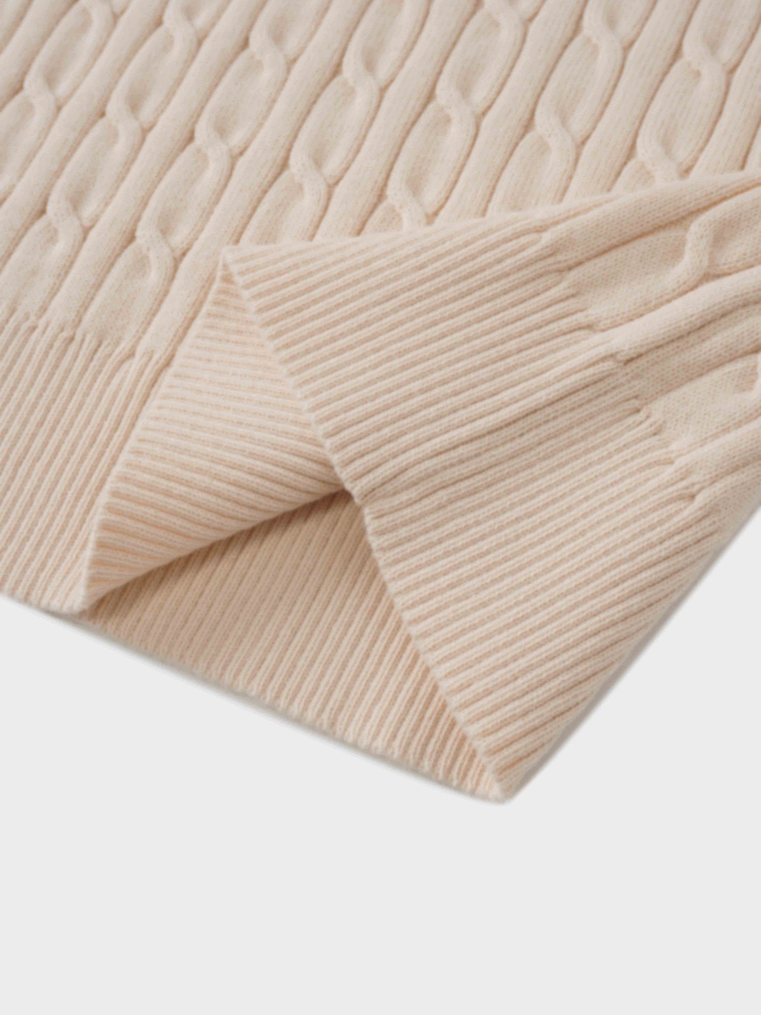 Crew Neck Cable Sweater-Peach