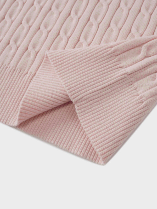 Crew Neck Cable Sweater-Bone