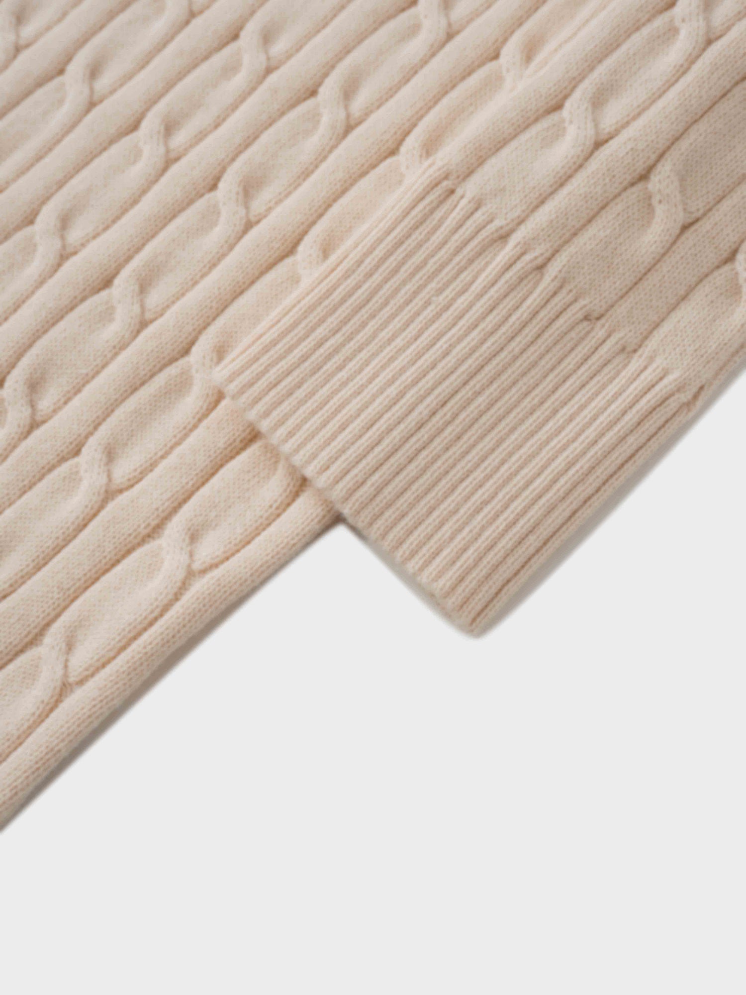 Crew Neck Cable Sweater-Peach