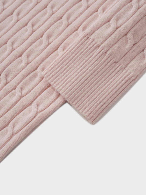 Crew Neck Cable Sweater-Bone